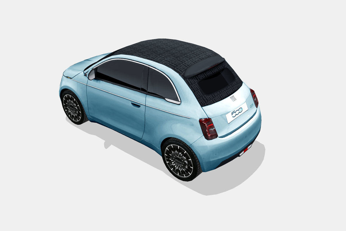 Fiat 500 Cabrio la Prima 2020 Low-poly 3D model_7