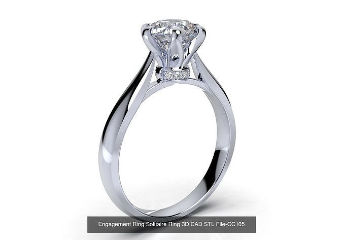 Engagement Solitaire Ring 3D Print  Render Animation-CC105 3D Model Collection