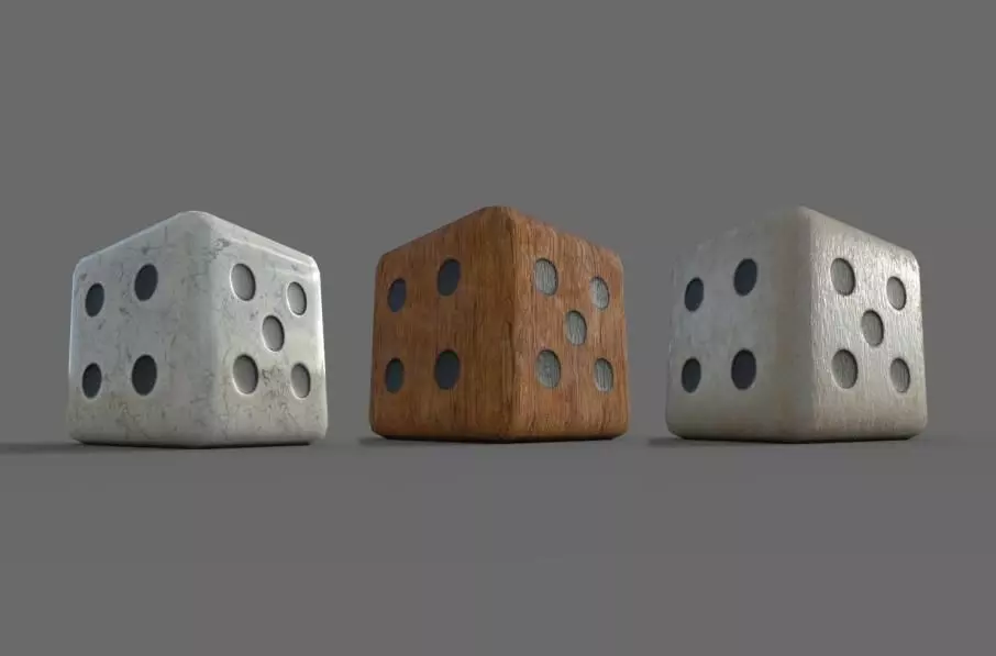 Playing Dice Low-poly 3D model_0