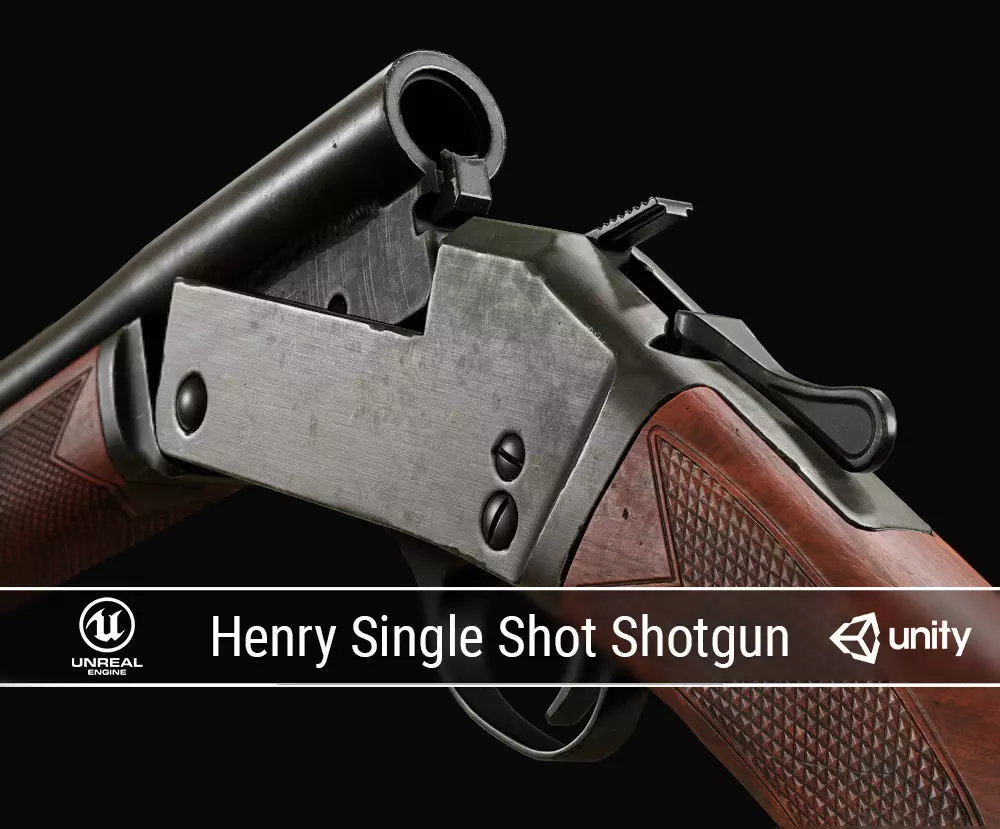 PBR Henry Single Shot Shotgun Low-poly 3D model_0