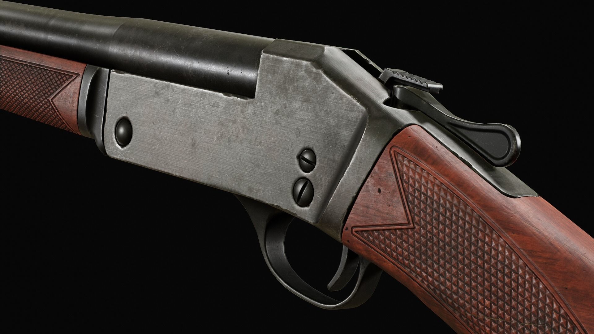 PBR Henry Single Shot Shotgun Low-poly 3D model_4