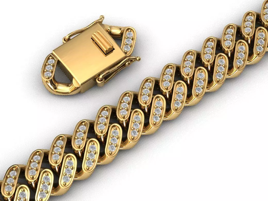 12MM MIAMI CUBAN LINK CHAIN DIAMOND 3D print model_0