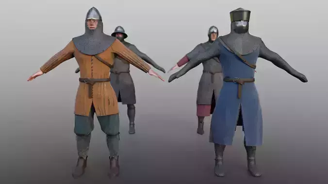 12th Century Infantry Arms and Armours Low-poly 3D model