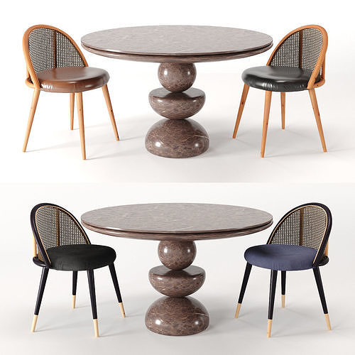 Dining Set 3- By Rattan Chair - vray version 3D model
