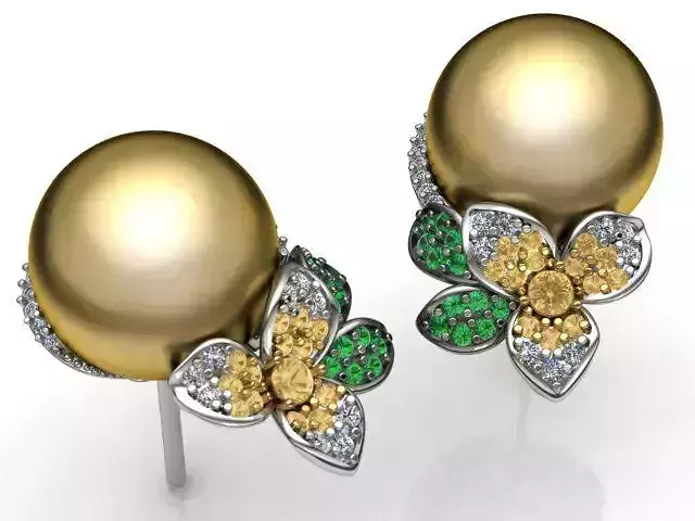 Flower and pearl  earrings