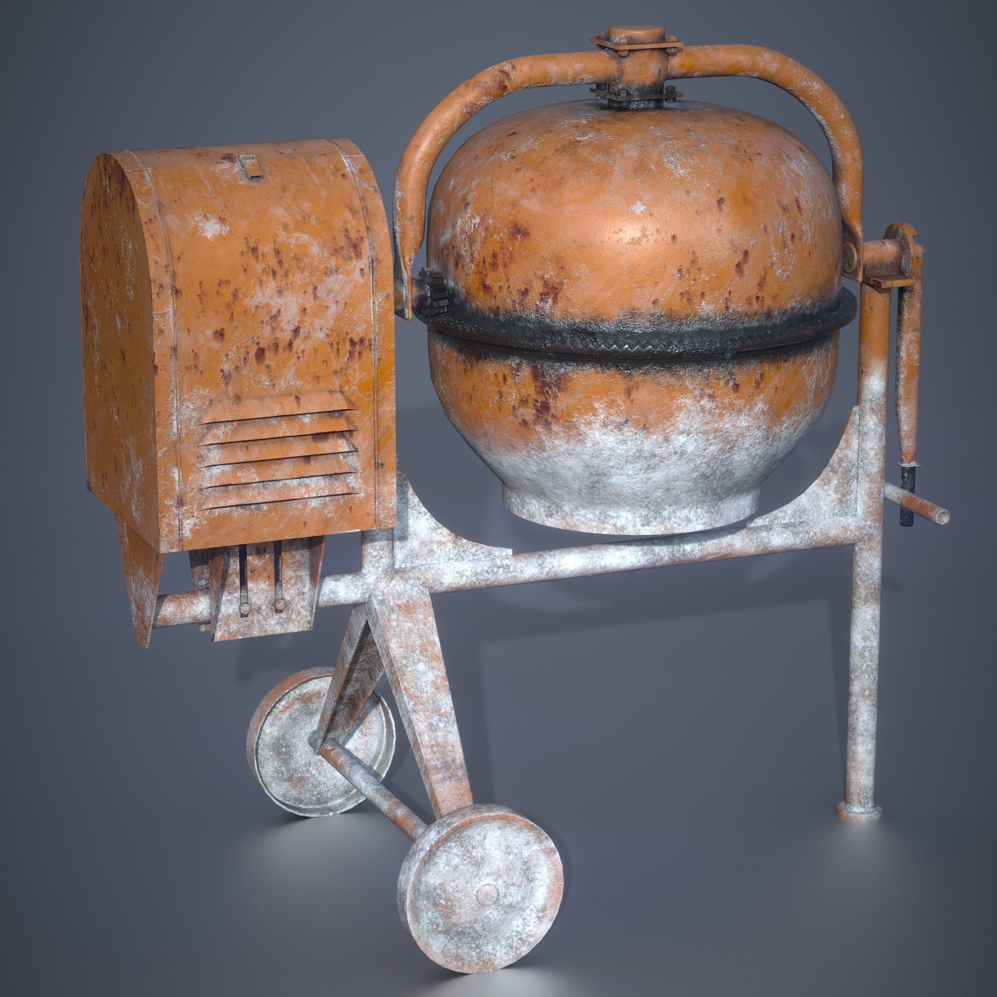 Concrete mixer Low-poly 3D model_4