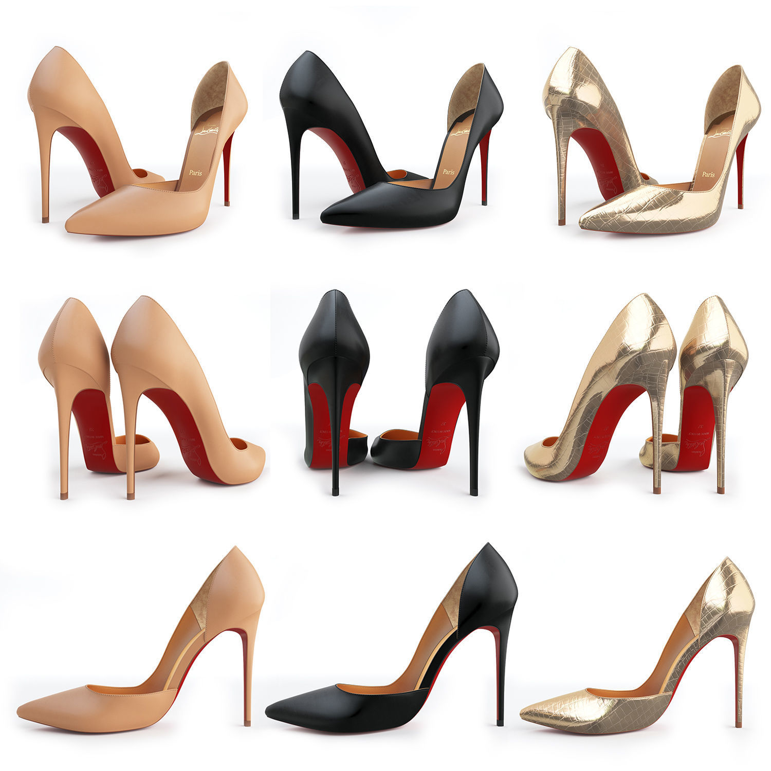 Christian Louboutin Iriza 100mm High Heels 3D model_1