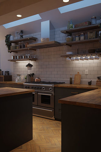 Apartment and Kitchen Interior Scene 3D model 5