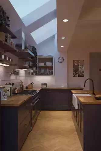 Apartment and Kitchen Interior Scene 3D model