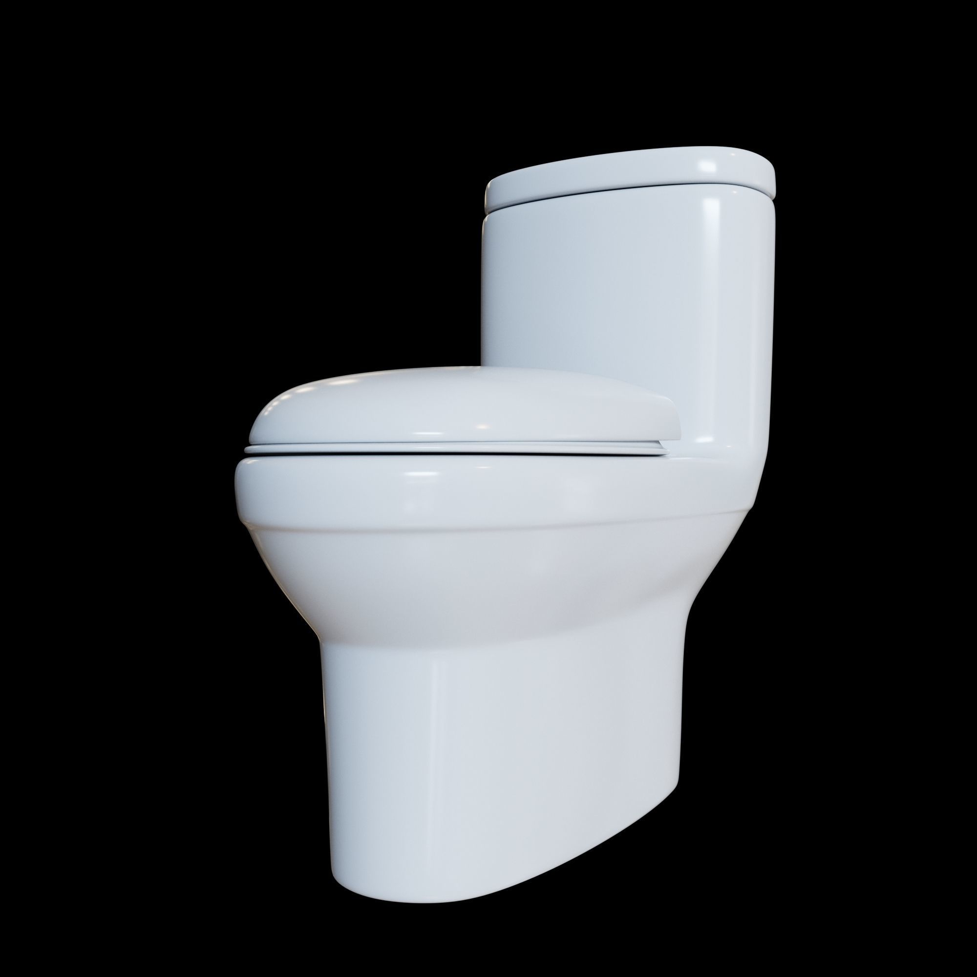 WC One Piece White  Low-poly 3D model_8