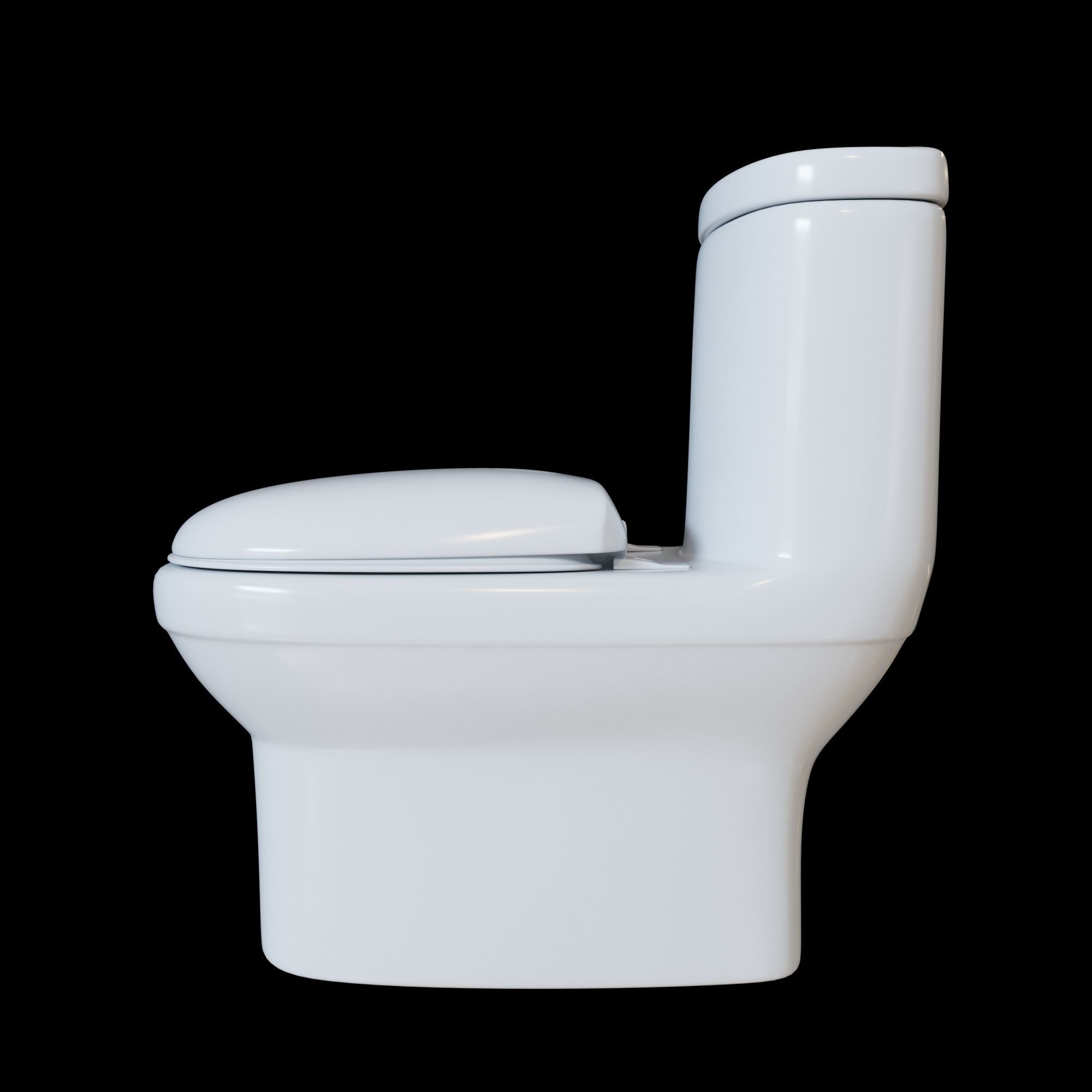 WC One Piece White  Low-poly 3D model_3