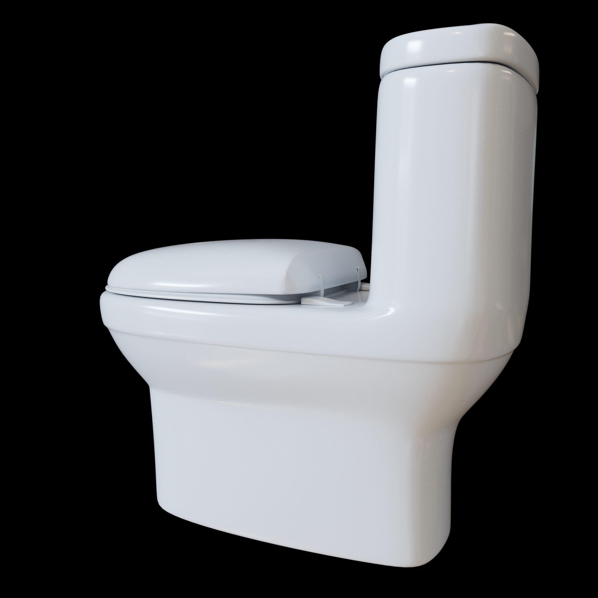 WC One Piece White  Low-poly 3D model_6