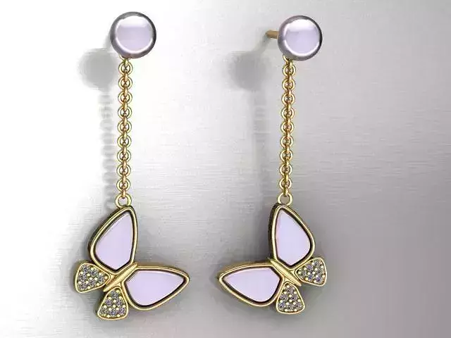 Butterfly pearl earrings