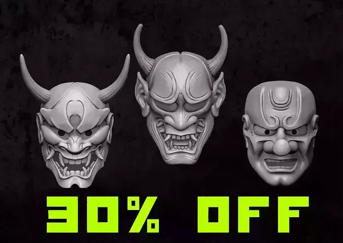 Traditional Japanese Masks  2 3D Model Collection