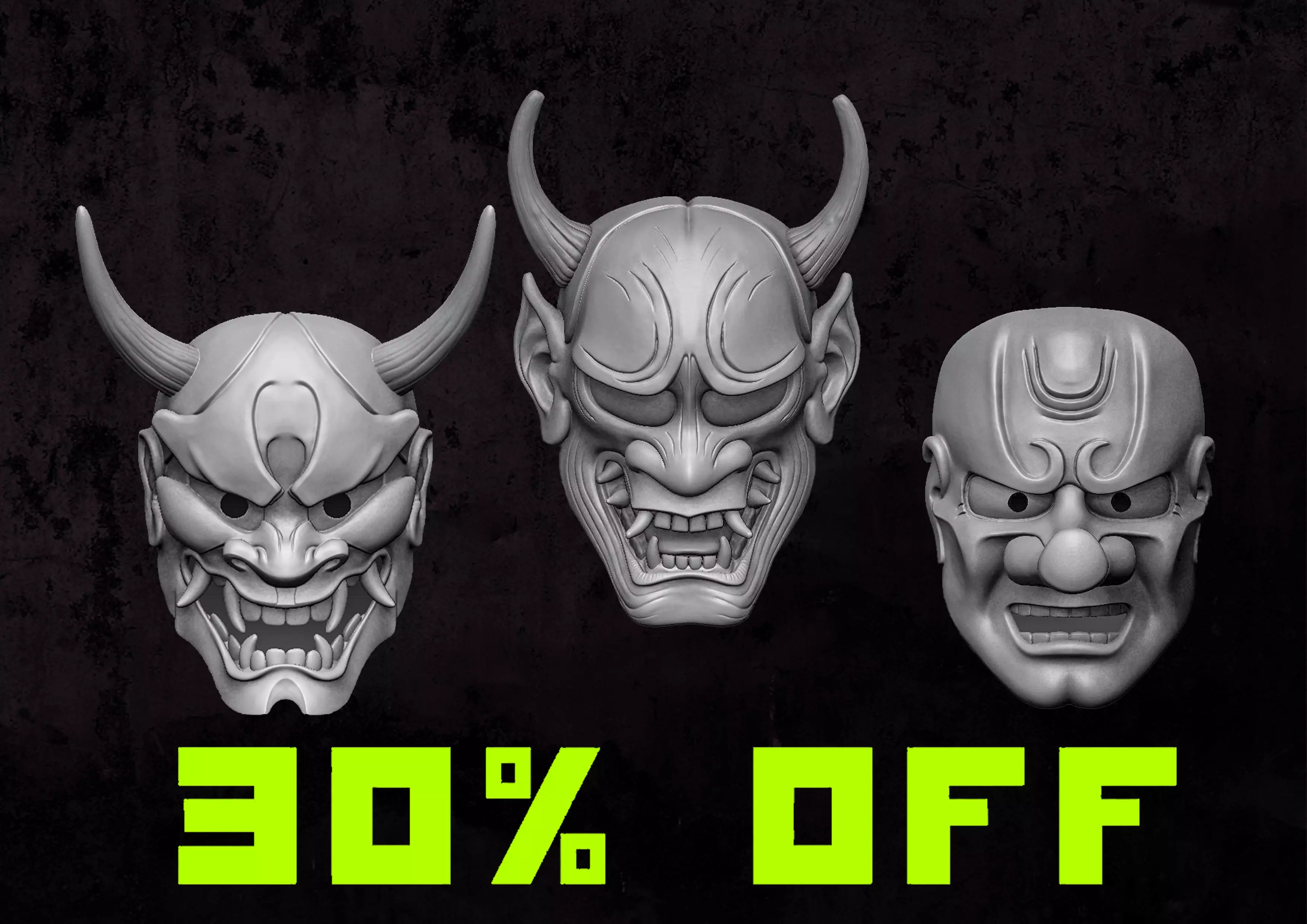 Traditional Japanese Masks  2 3D Model Collection_0