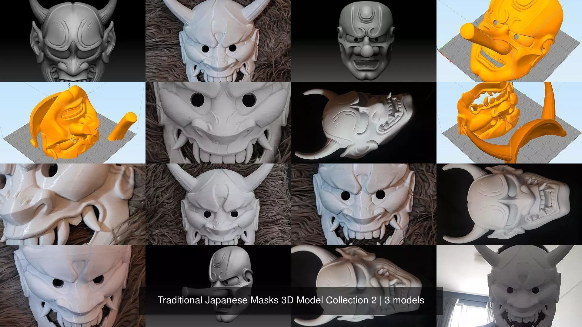 Traditional Japanese Masks  2 3D Model Collection_1