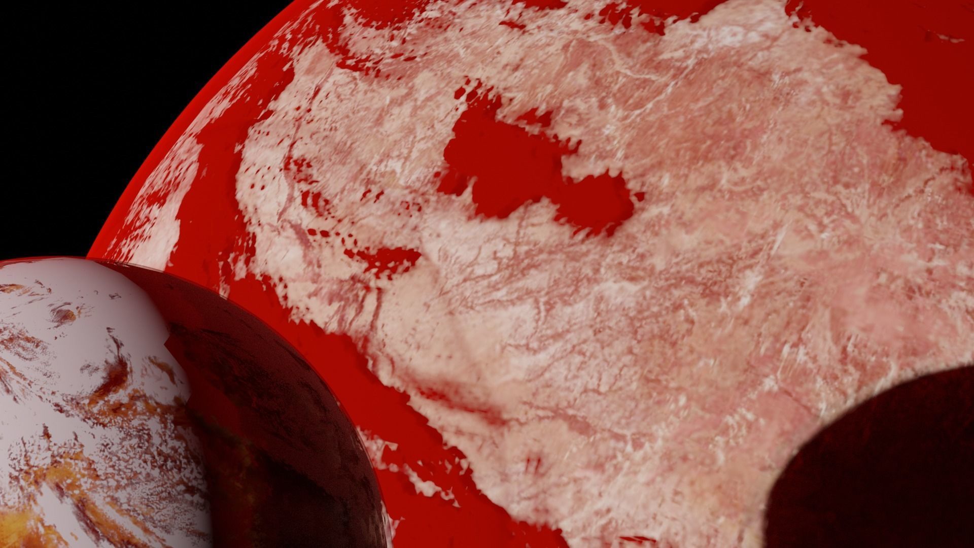 Planet With Two Moons 3D model_2