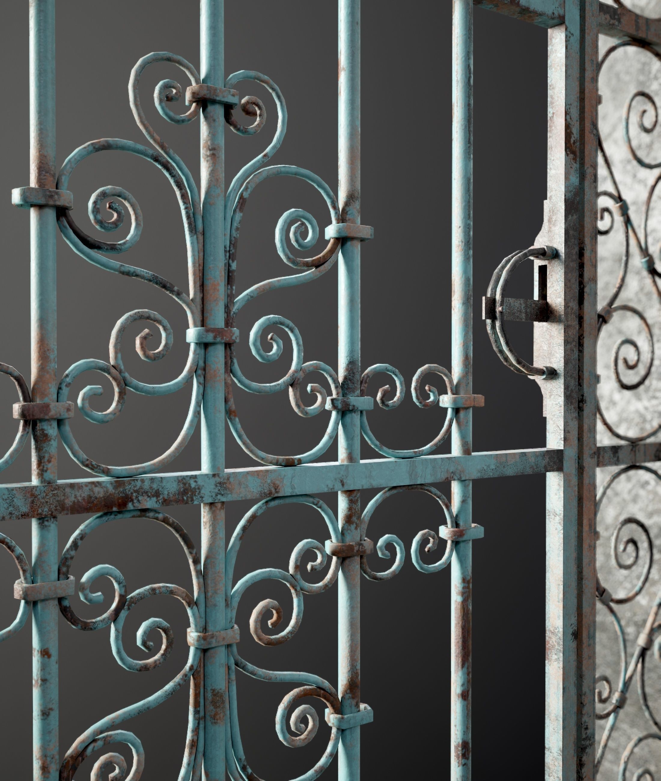 Medieval Forged Door for the garden Low-poly 3D model_3