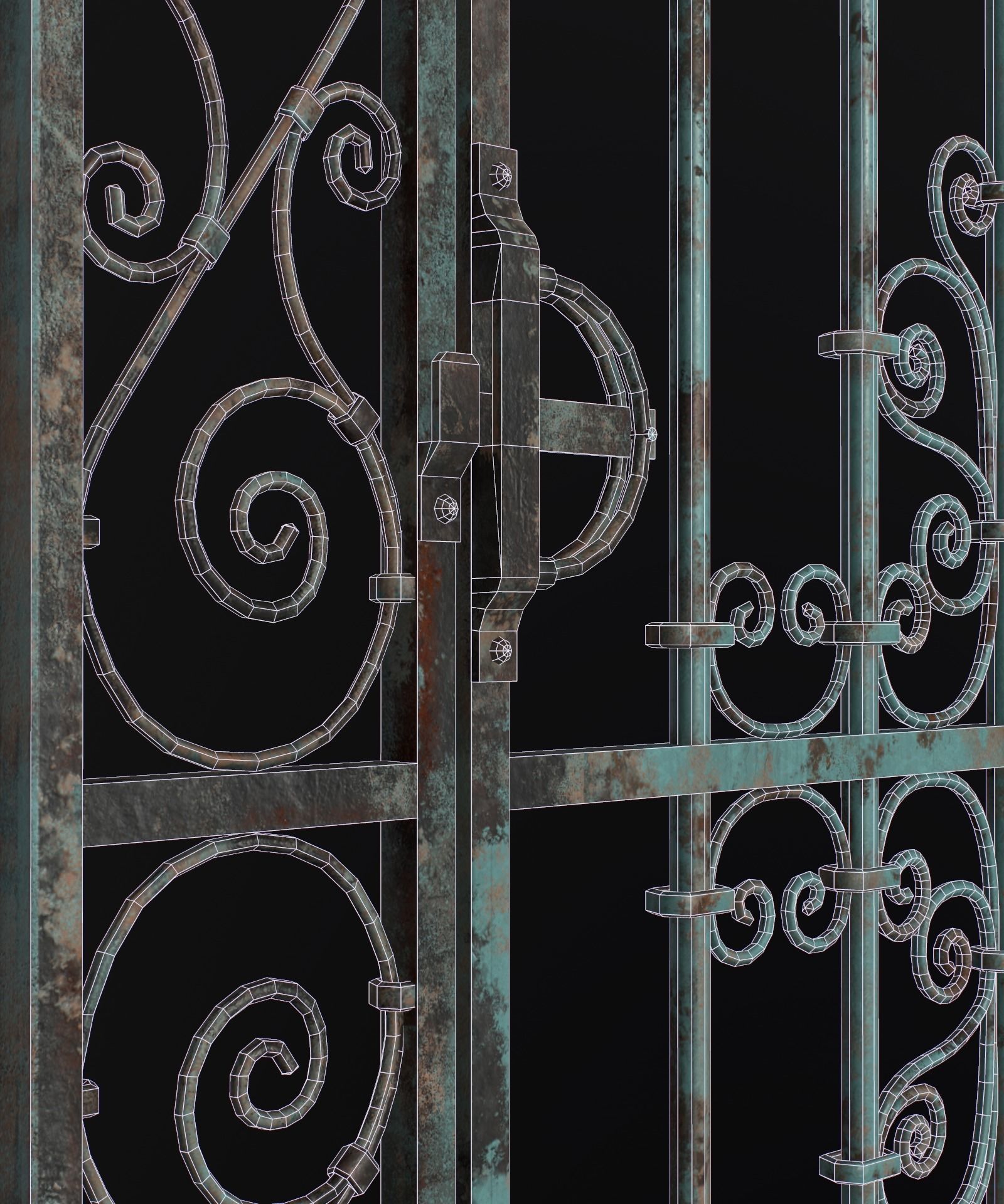 Medieval Forged Door for the garden Low-poly 3D model_48