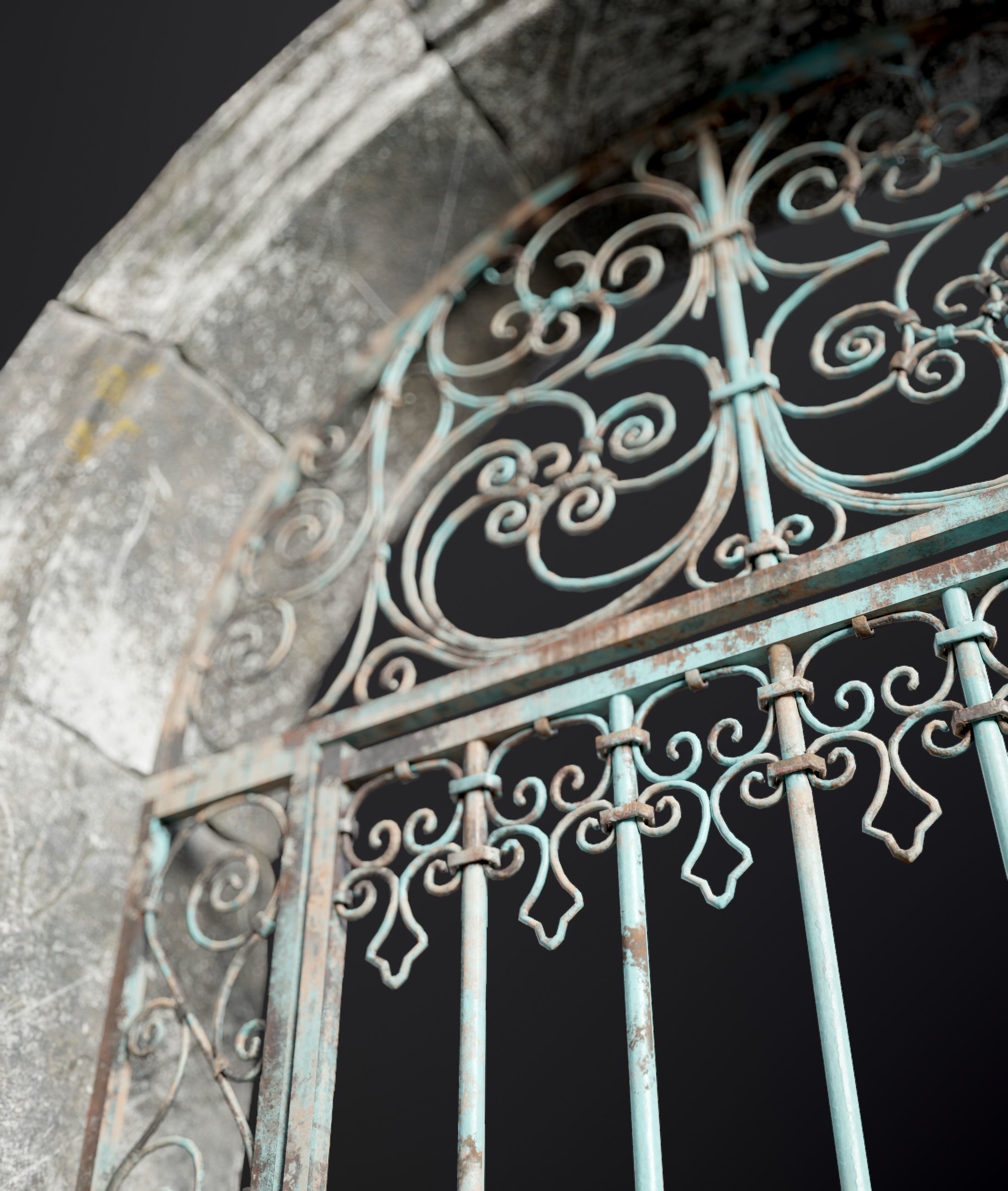 Medieval Forged Door for the garden Low-poly 3D model_15