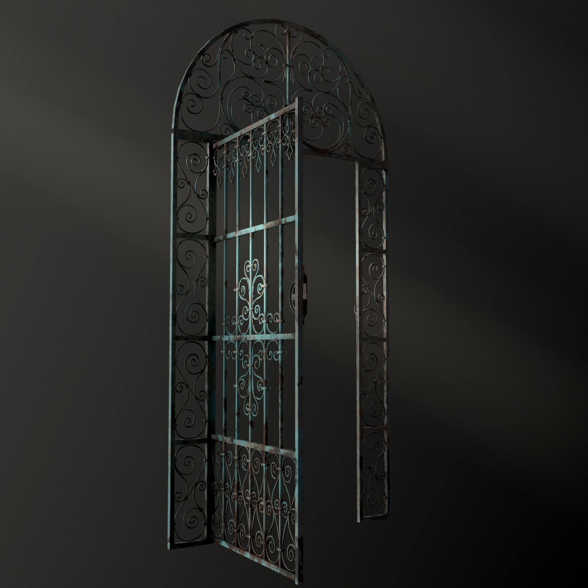 Medieval Forged Door for the garden Low-poly 3D model_21