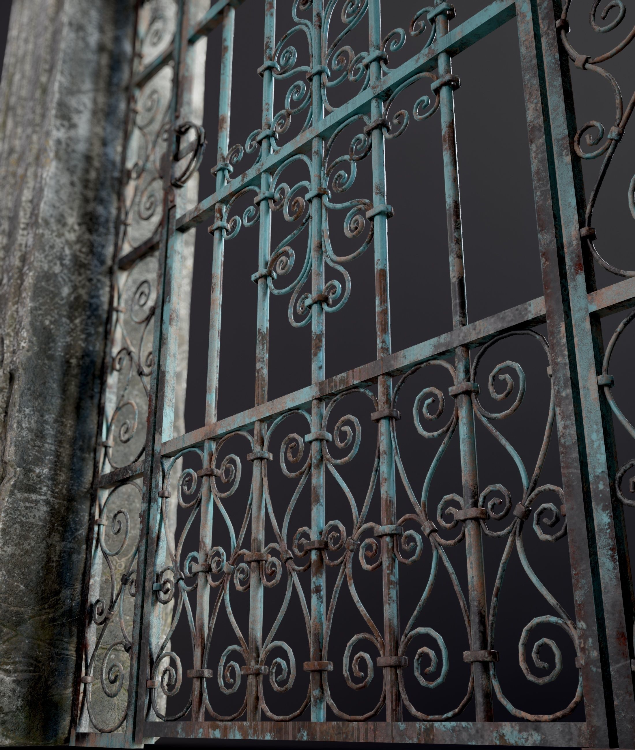 Medieval Forged Door for the garden Low-poly 3D model_6
