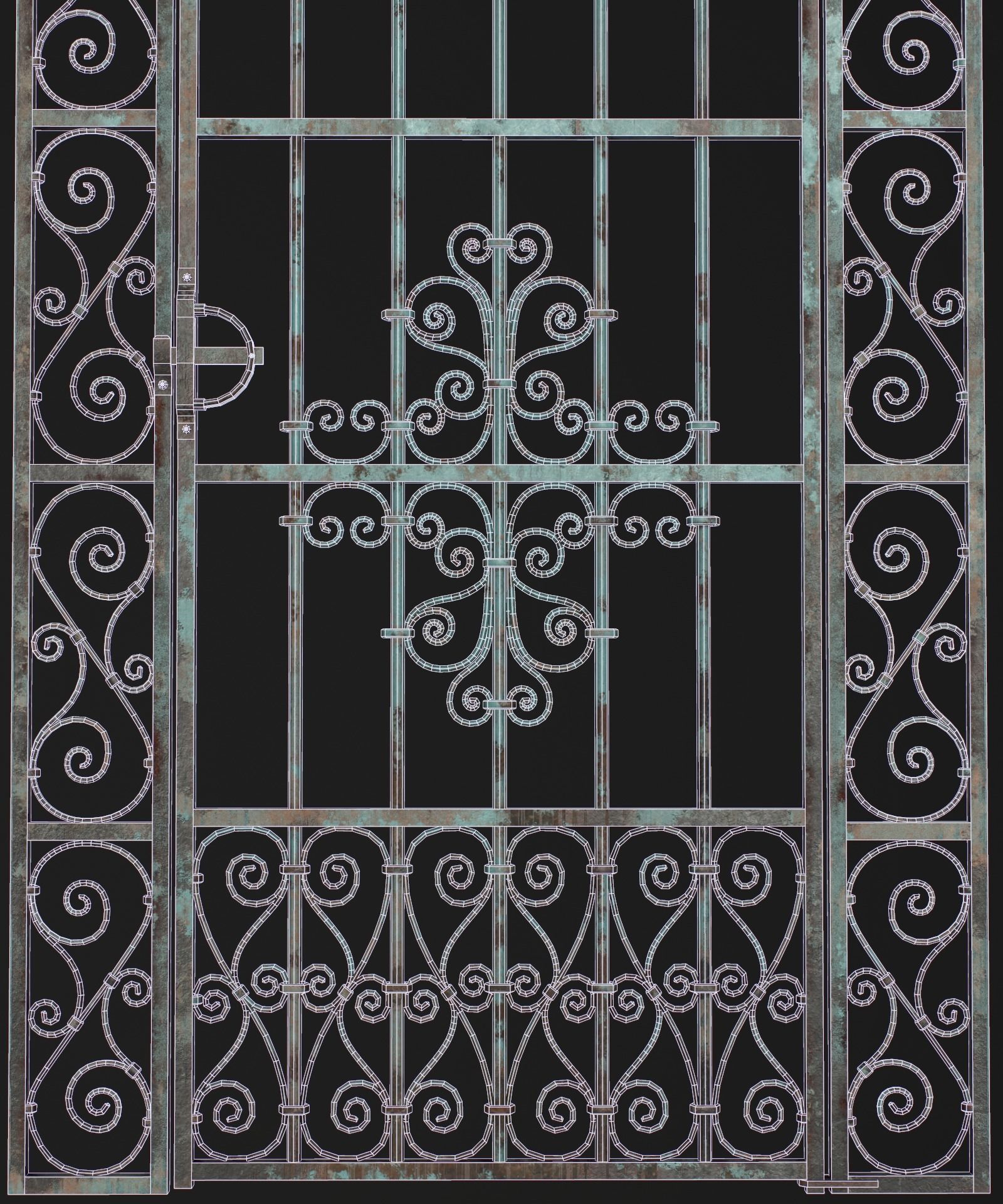 Medieval Forged Door for the garden Low-poly 3D model_43