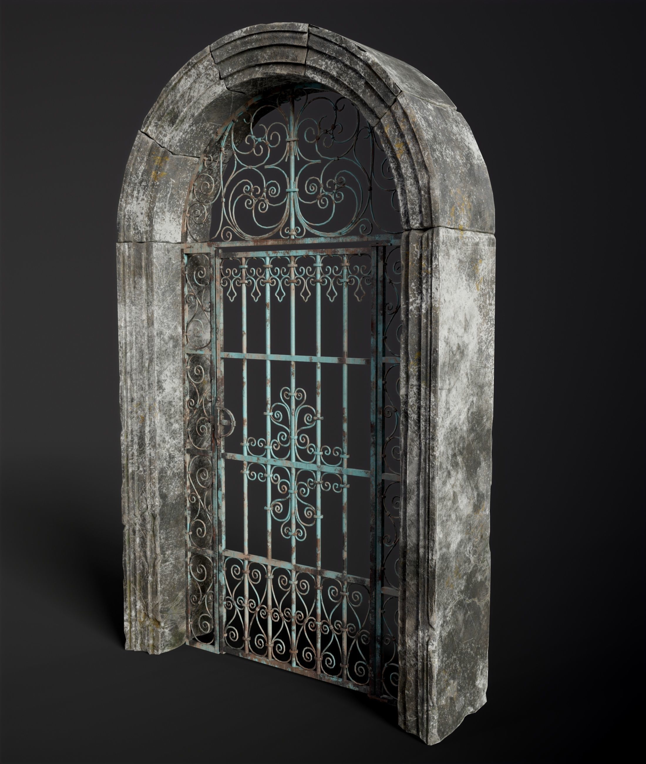 Medieval Forged Door for the garden Low-poly 3D model_13