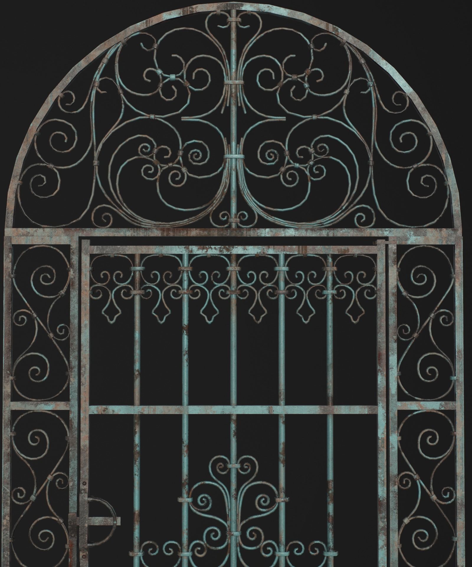 Medieval Forged Door for the garden Low-poly 3D model_46