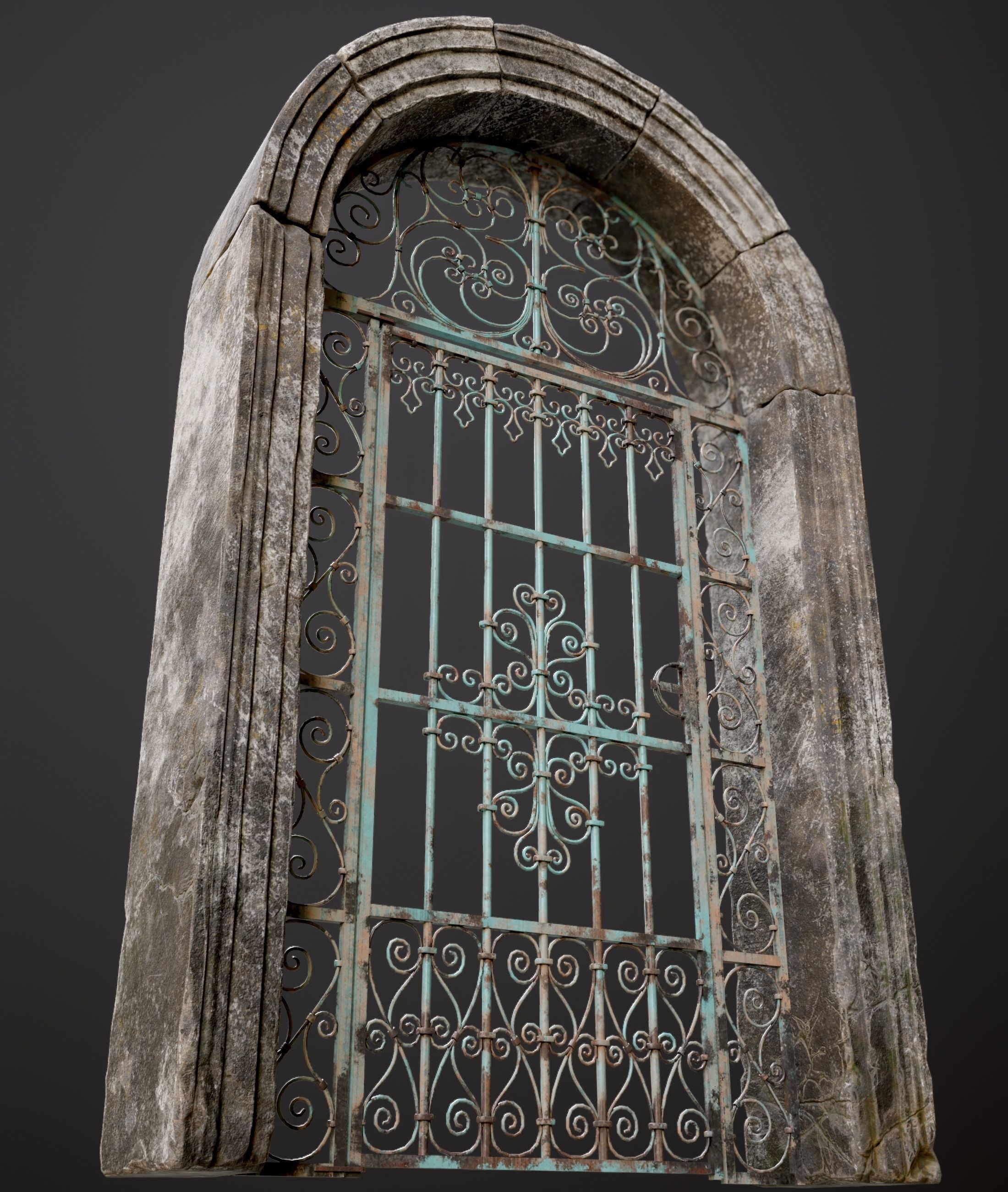 Medieval Forged Door for the garden Low-poly 3D model_11