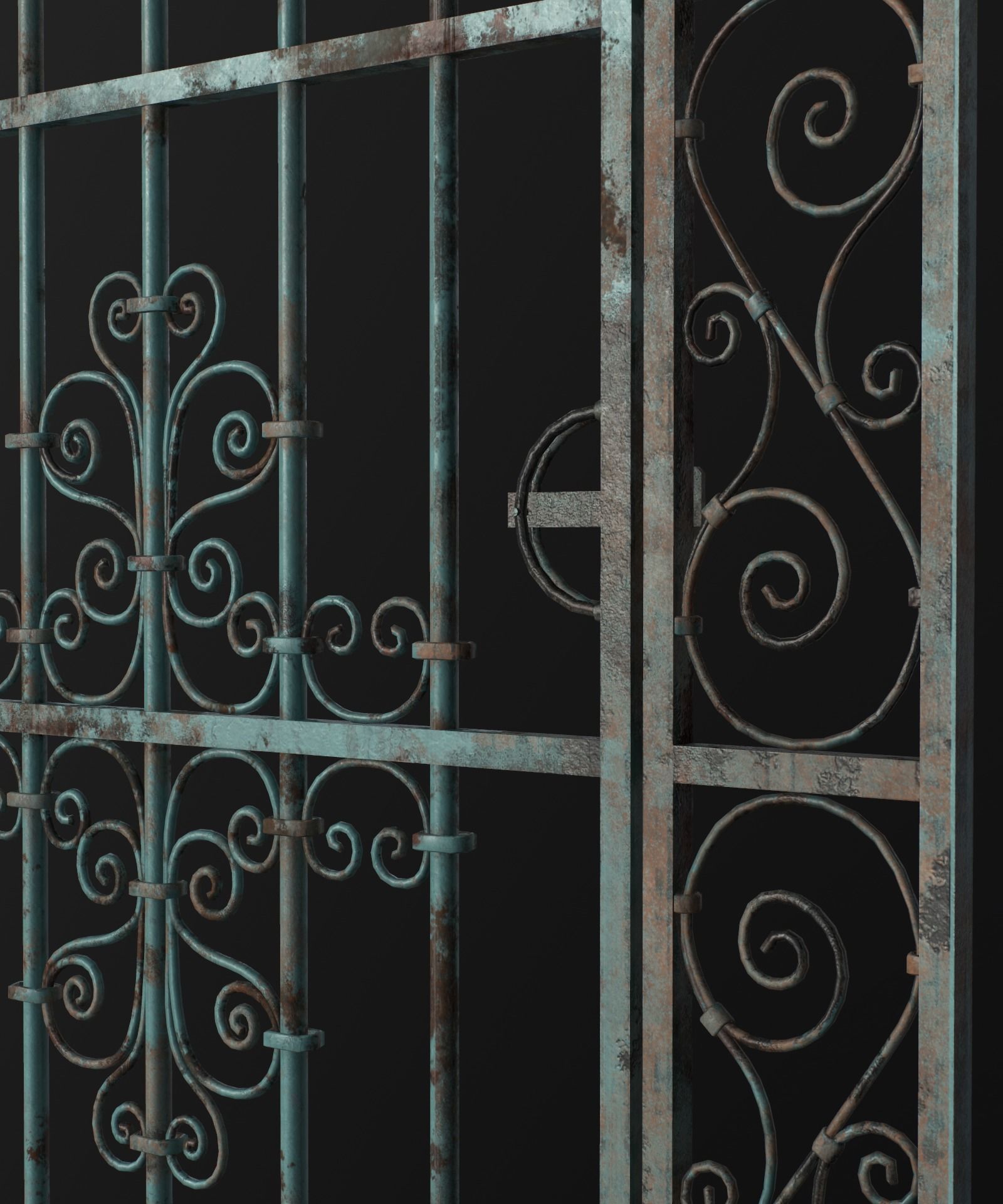 Medieval Forged Door for the garden Low-poly 3D model_33