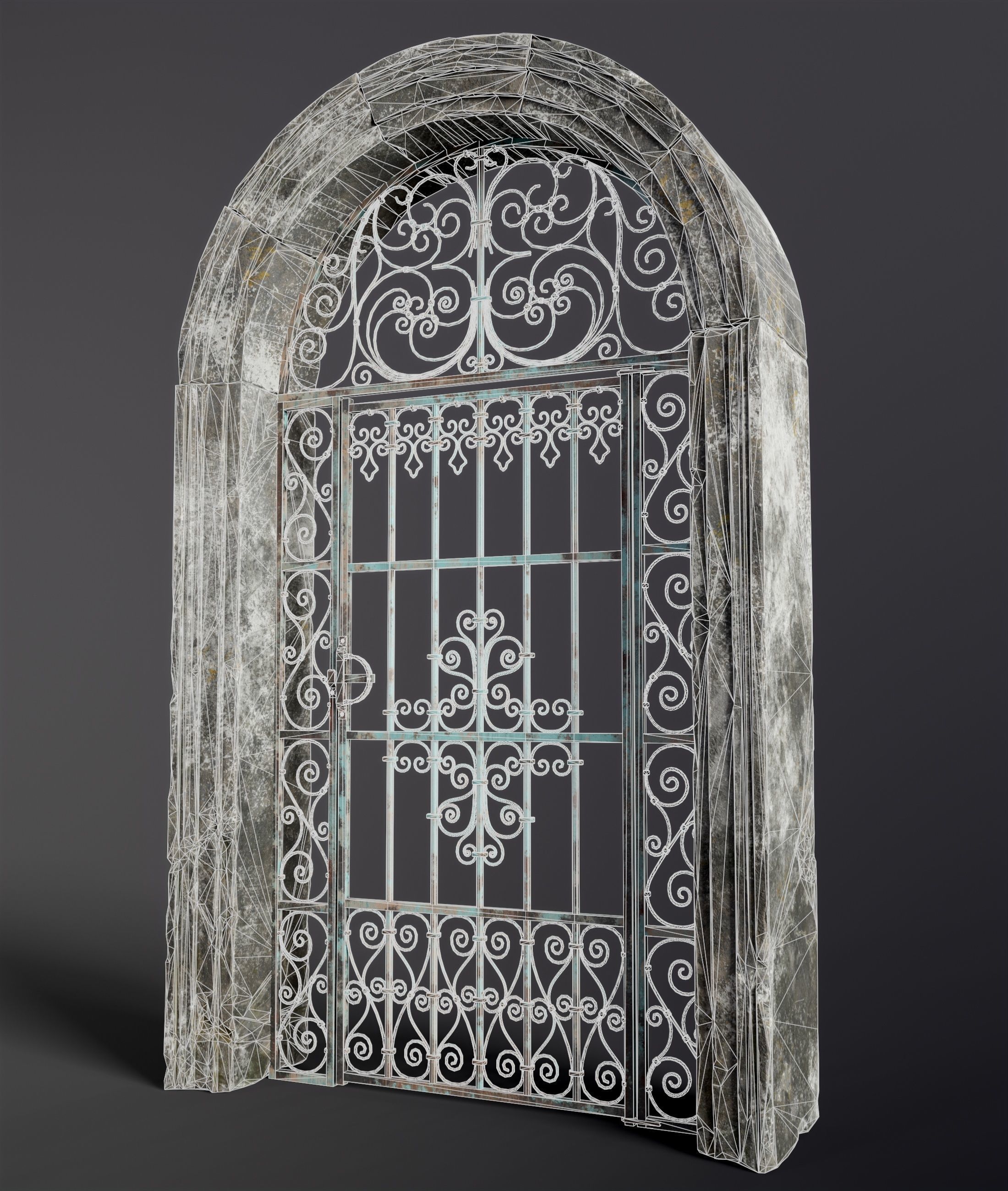 Medieval Forged Door for the garden Low-poly 3D model_14