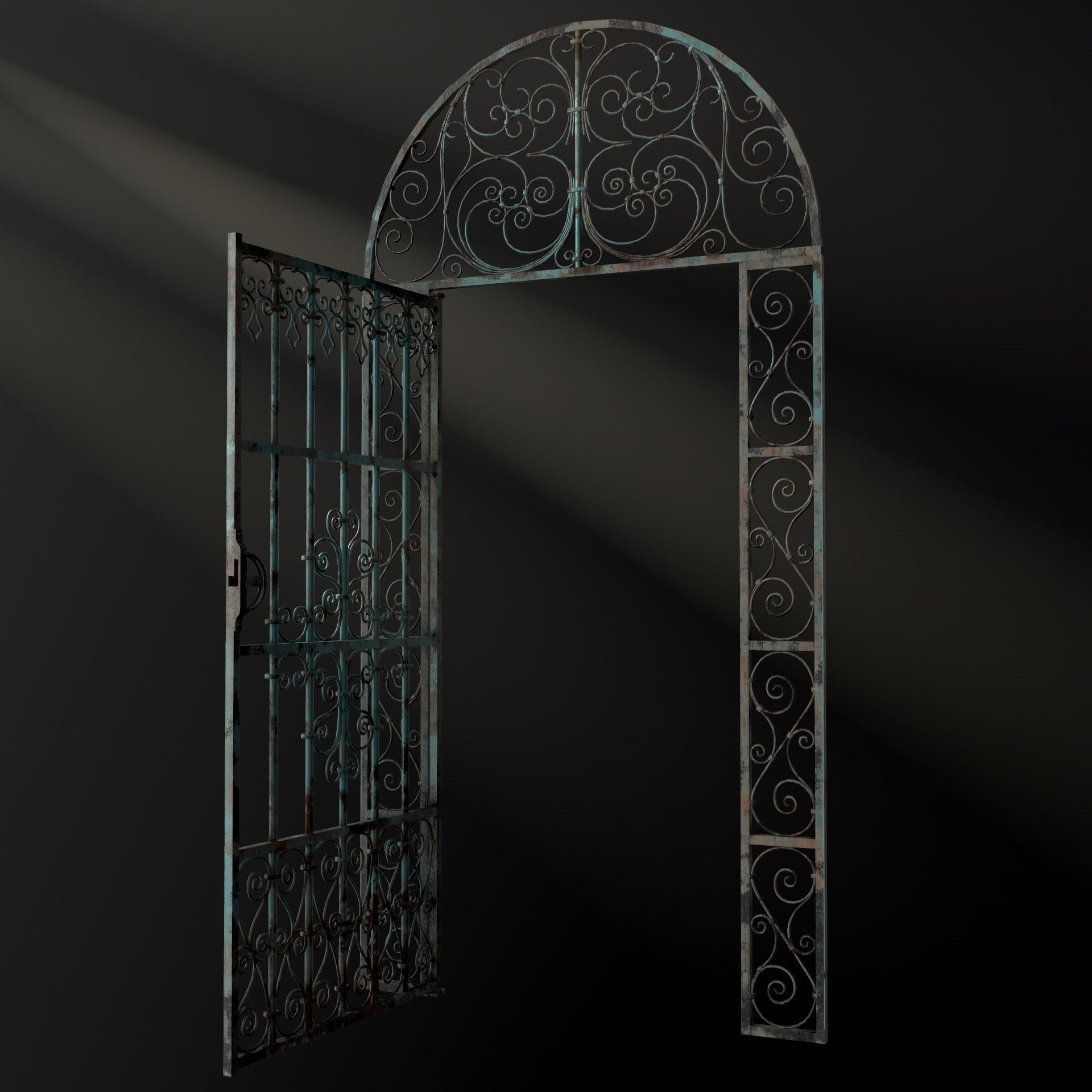 Medieval Forged Door for the garden Low-poly 3D model_50