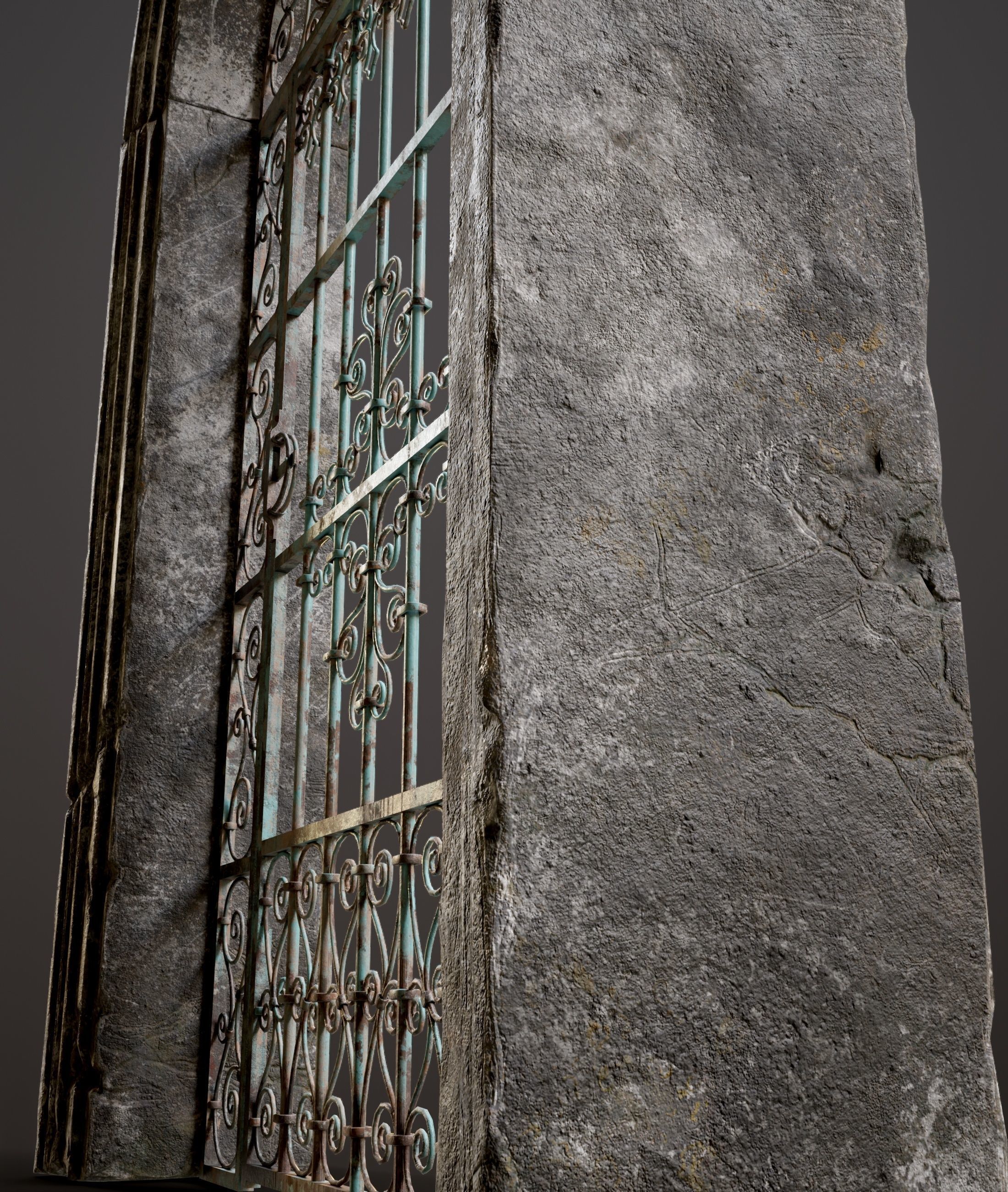 Medieval Forged Door for the garden Low-poly 3D model_19