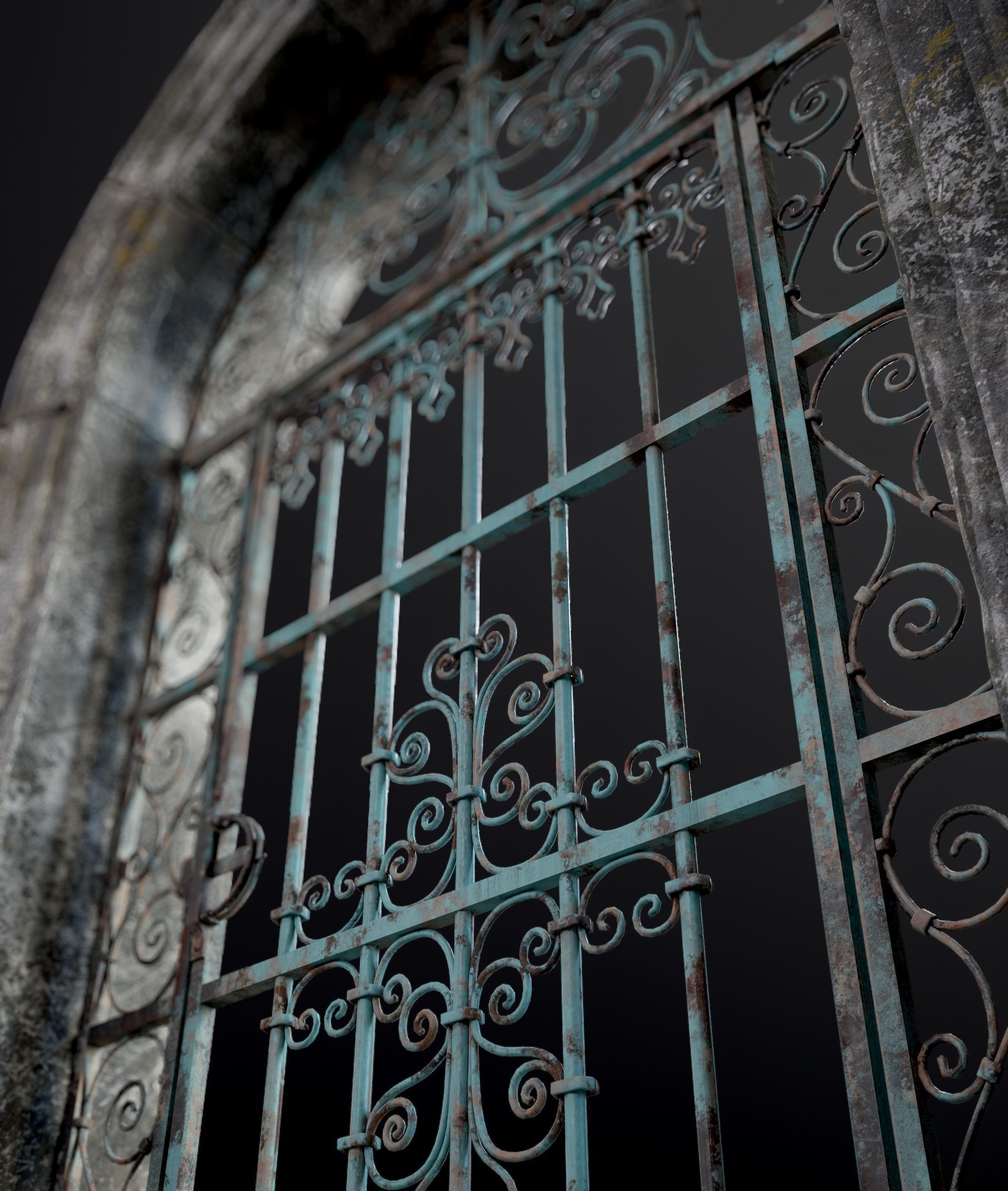 Medieval Forged Door for the garden Low-poly 3D model_5