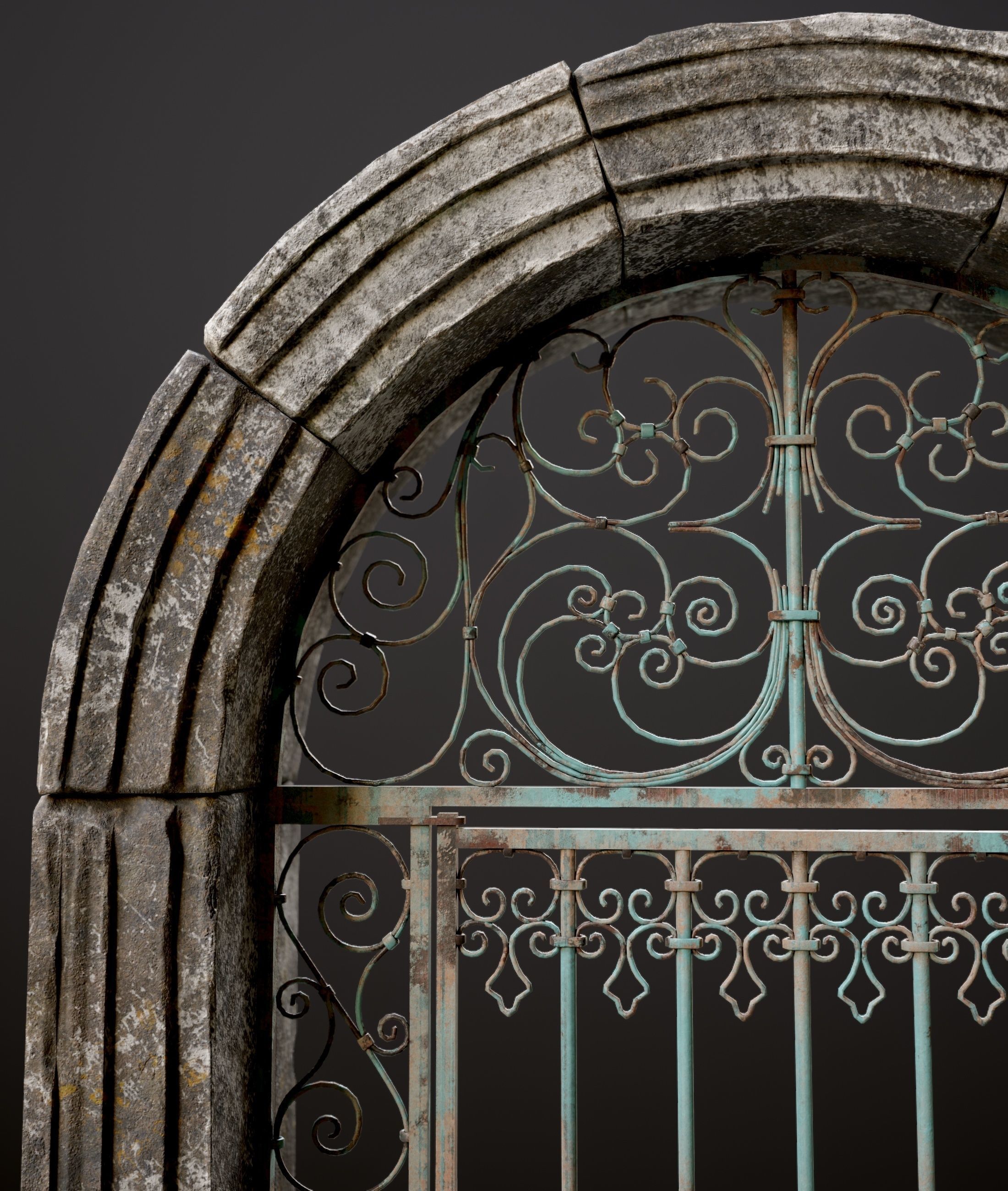 Medieval Forged Door for the garden Low-poly 3D model_9