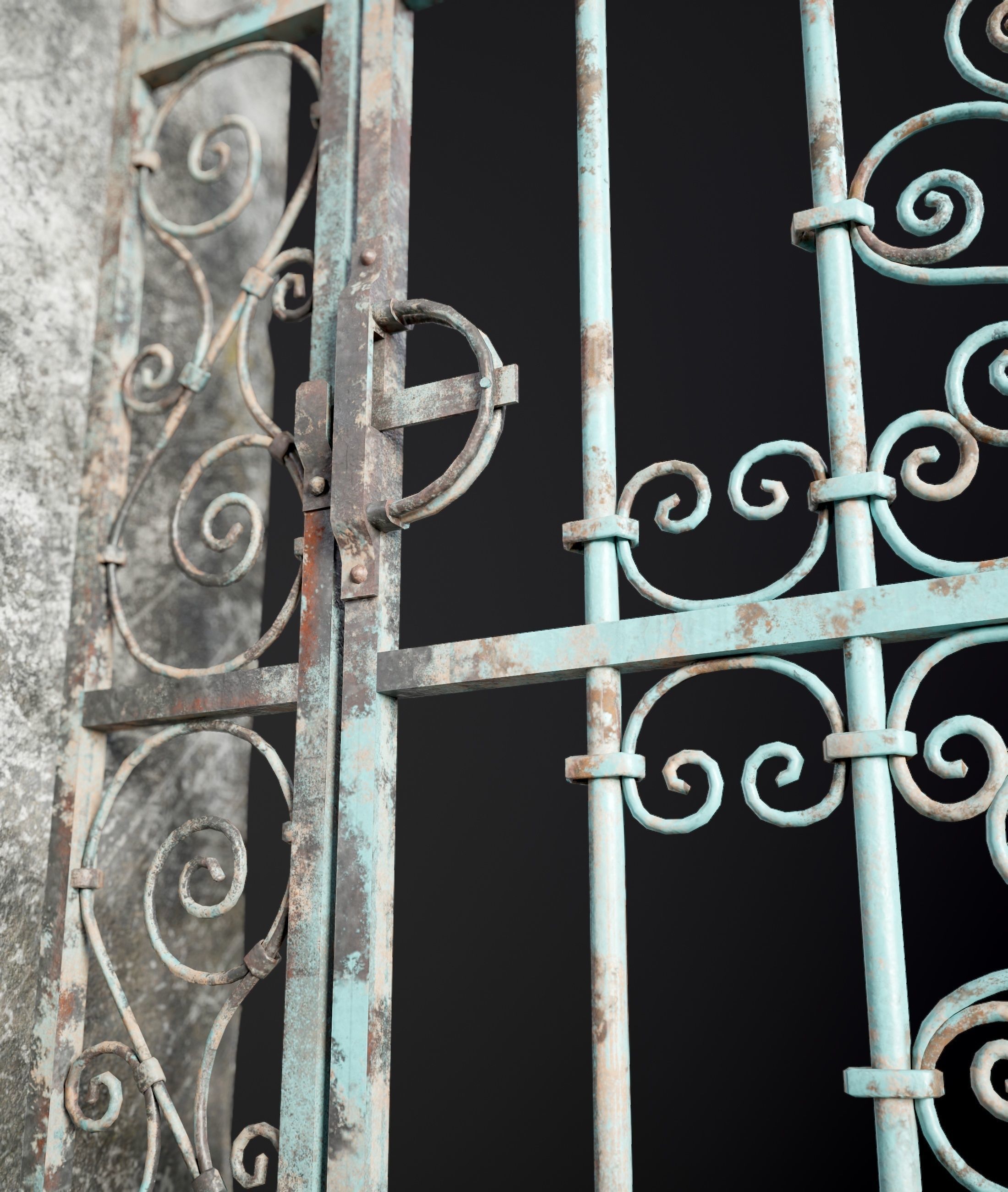 Medieval Forged Door for the garden Low-poly 3D model_12