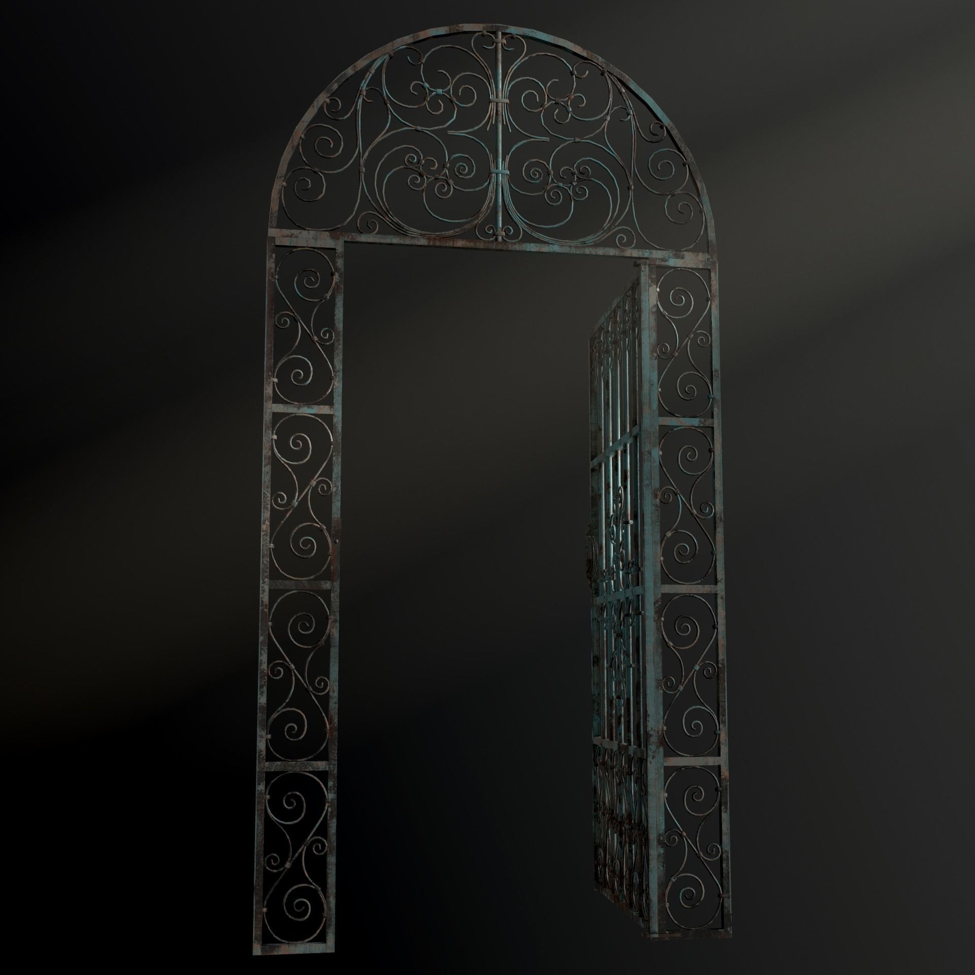 Medieval Forged Door for the garden Low-poly 3D model_51