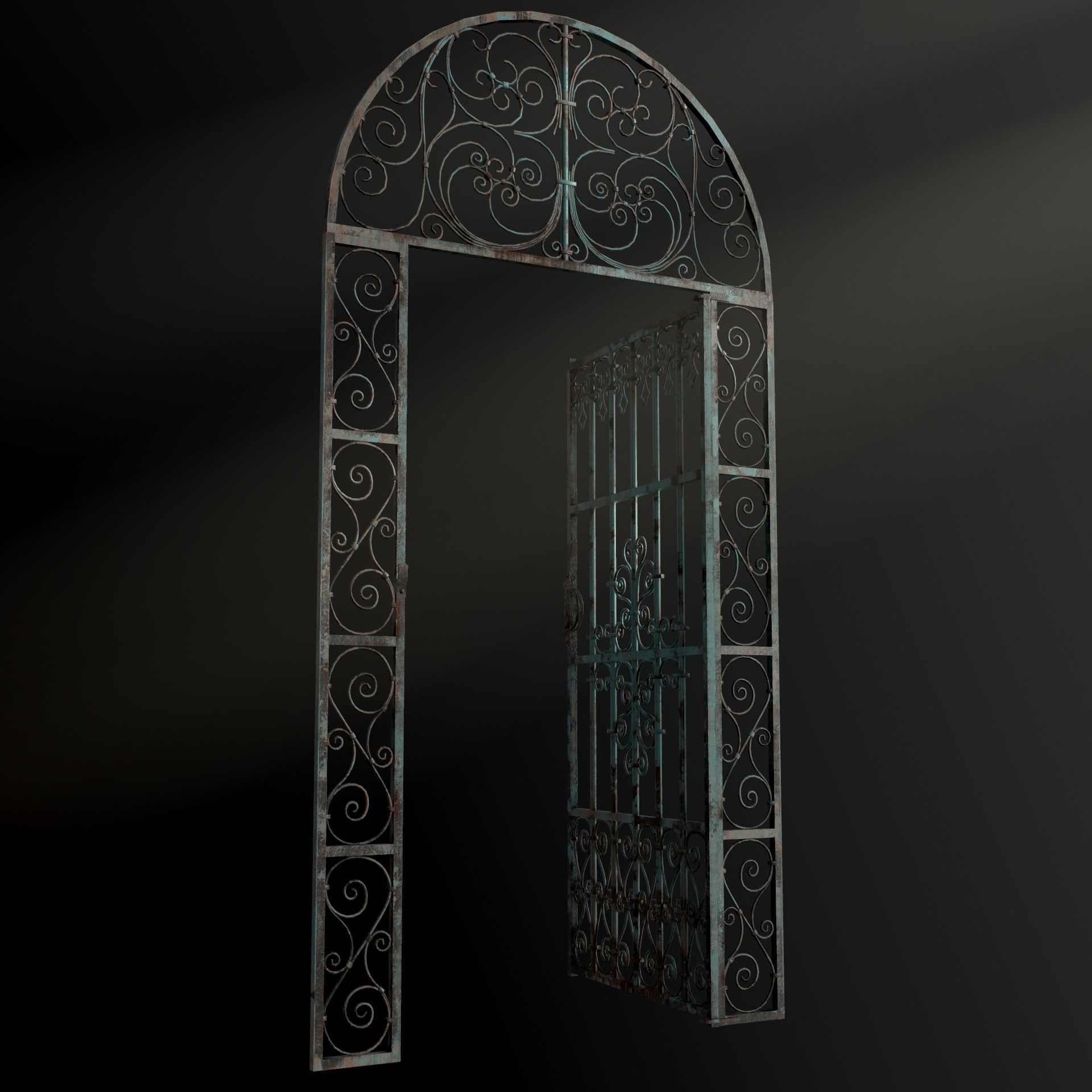 Medieval Forged Door for the garden Low-poly 3D model_52