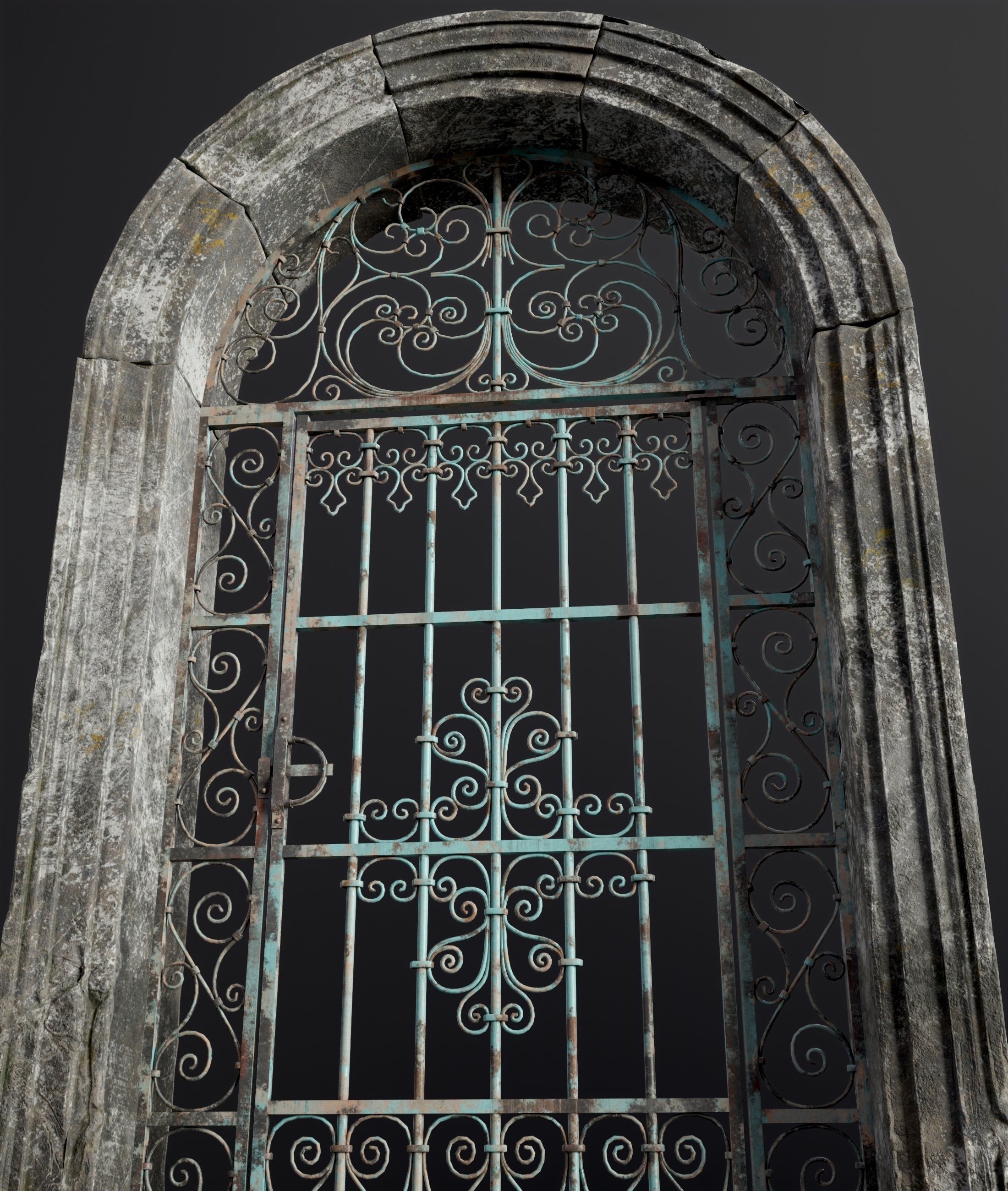 Medieval Forged Door for the garden Low-poly 3D model_17