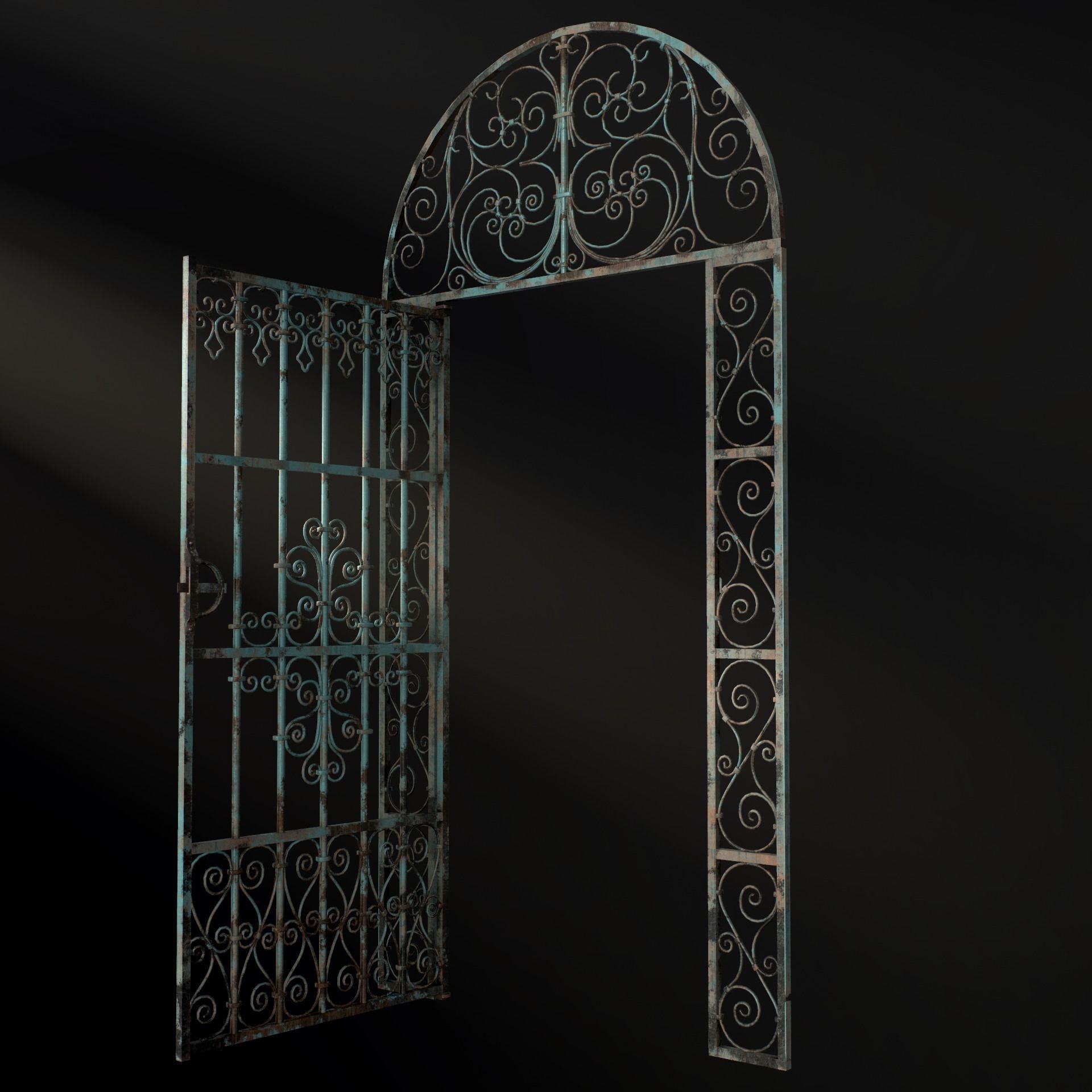 Medieval Forged Door for the garden Low-poly 3D model_54