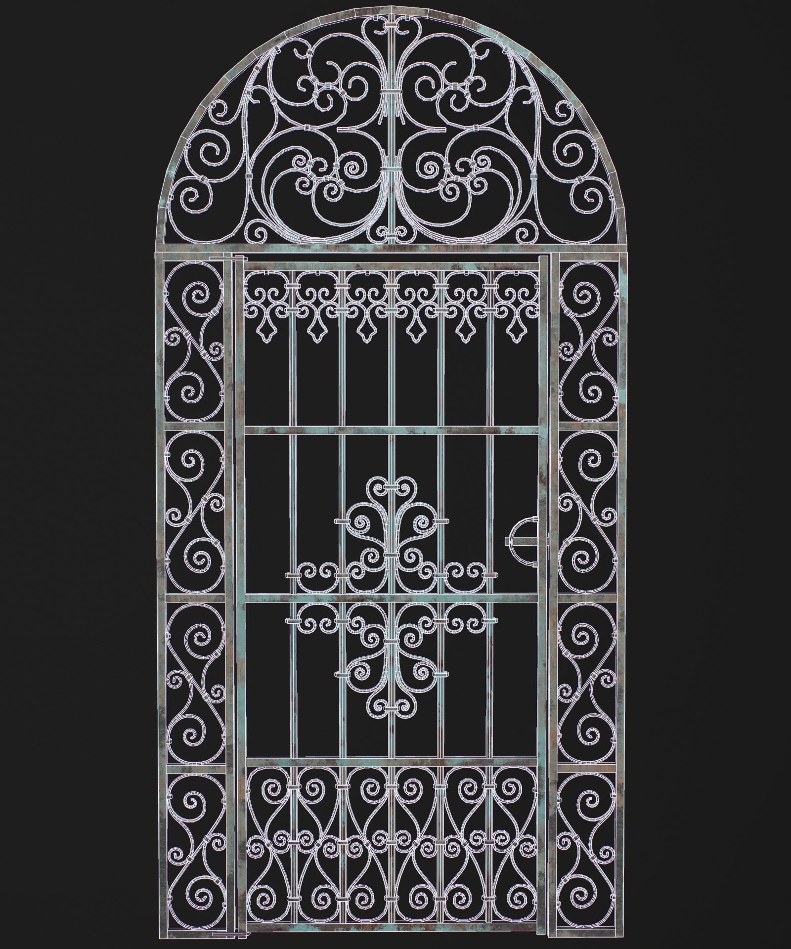 Medieval Forged Door for the garden Low-poly 3D model_40