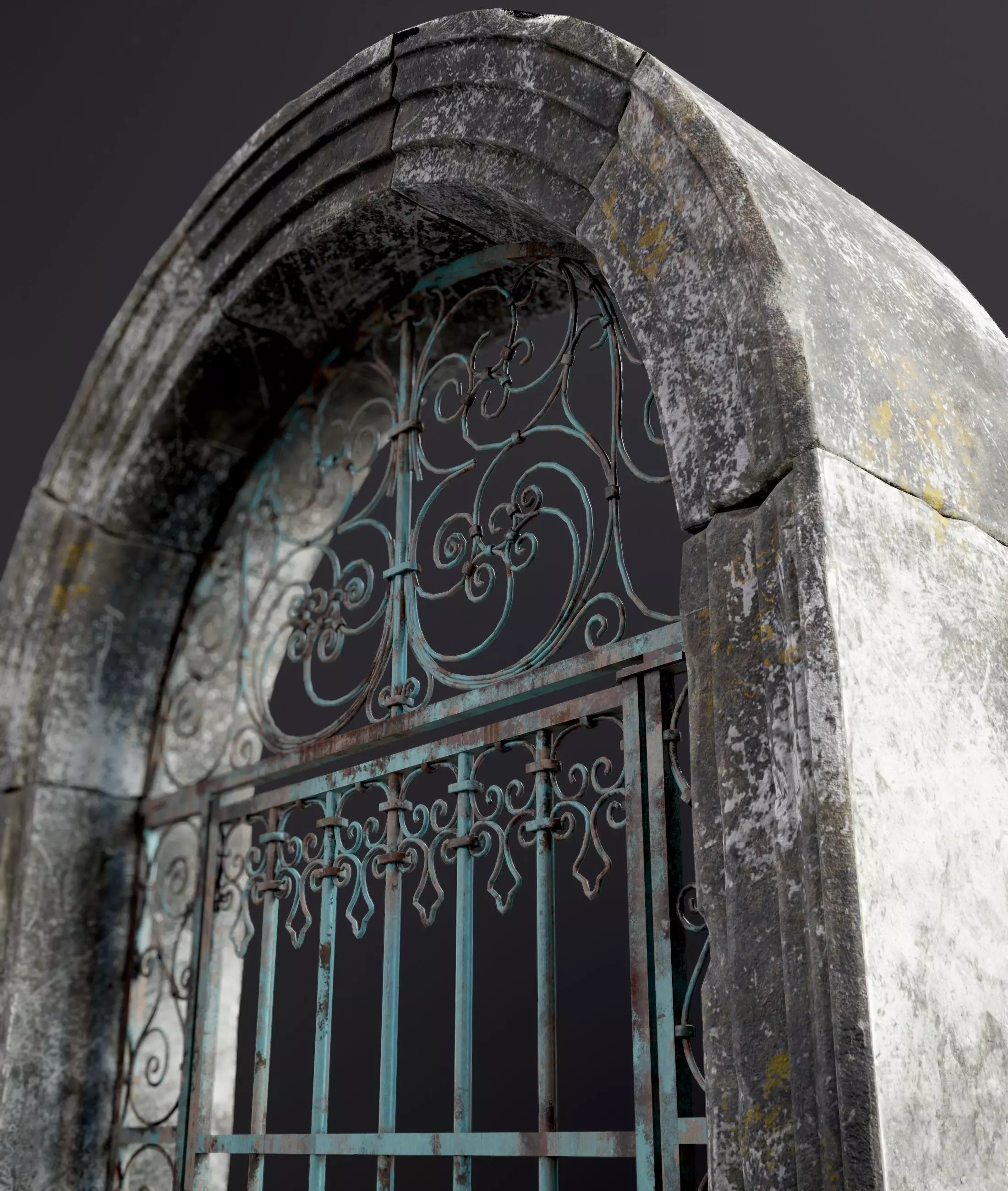 Medieval Forged Door for the garden Low-poly 3D model_0