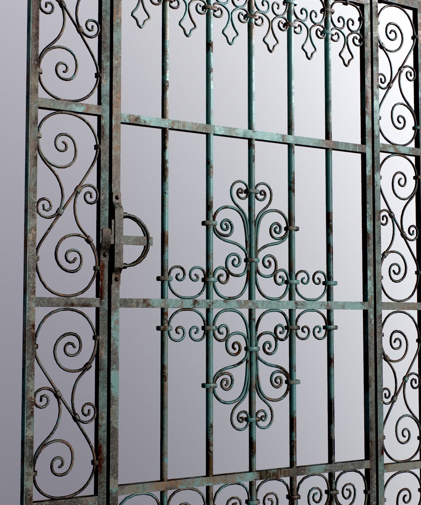 Medieval Forged Door for the garden Low-poly 3D model_27