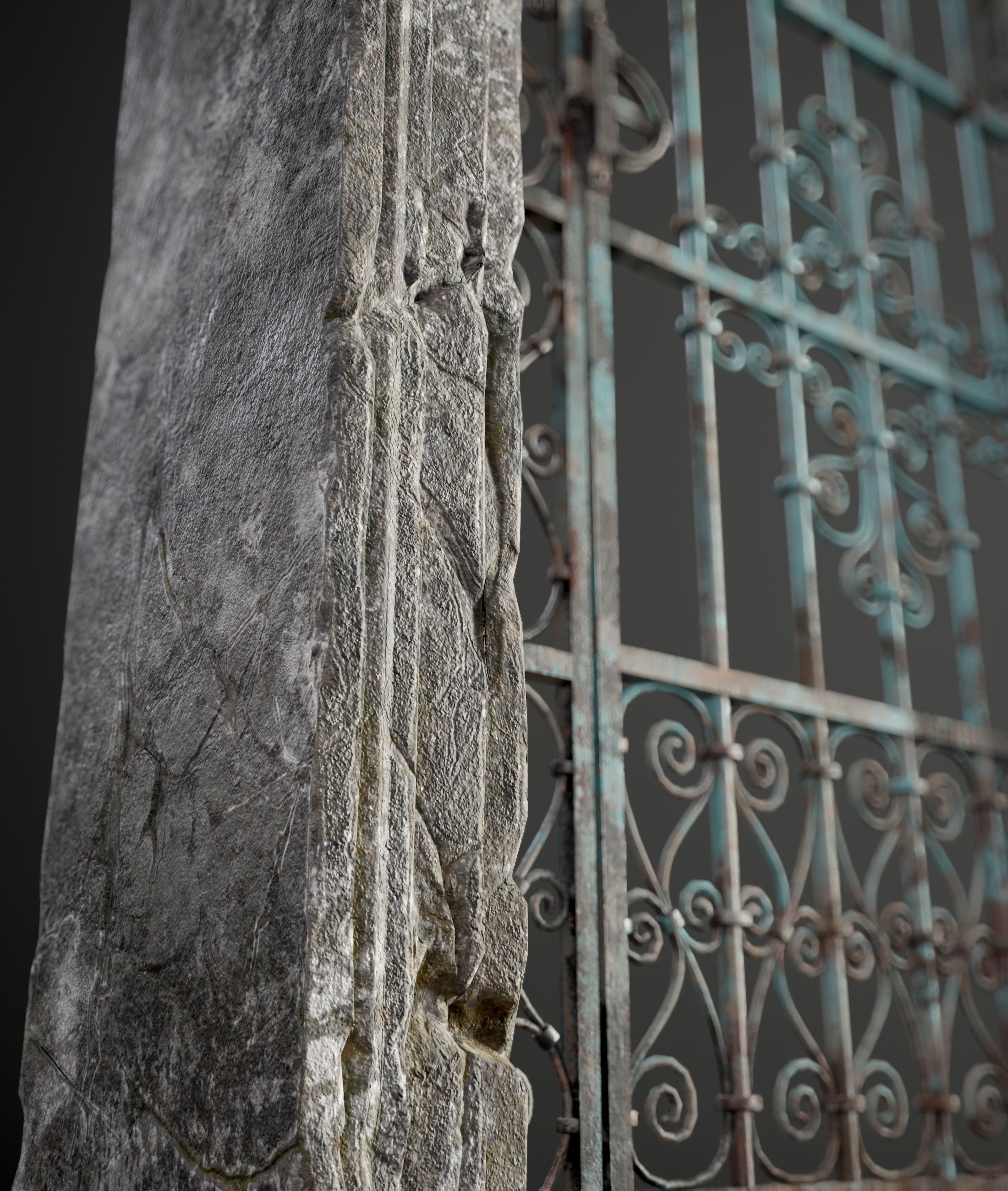 Medieval Forged Door for the garden Low-poly 3D model_7