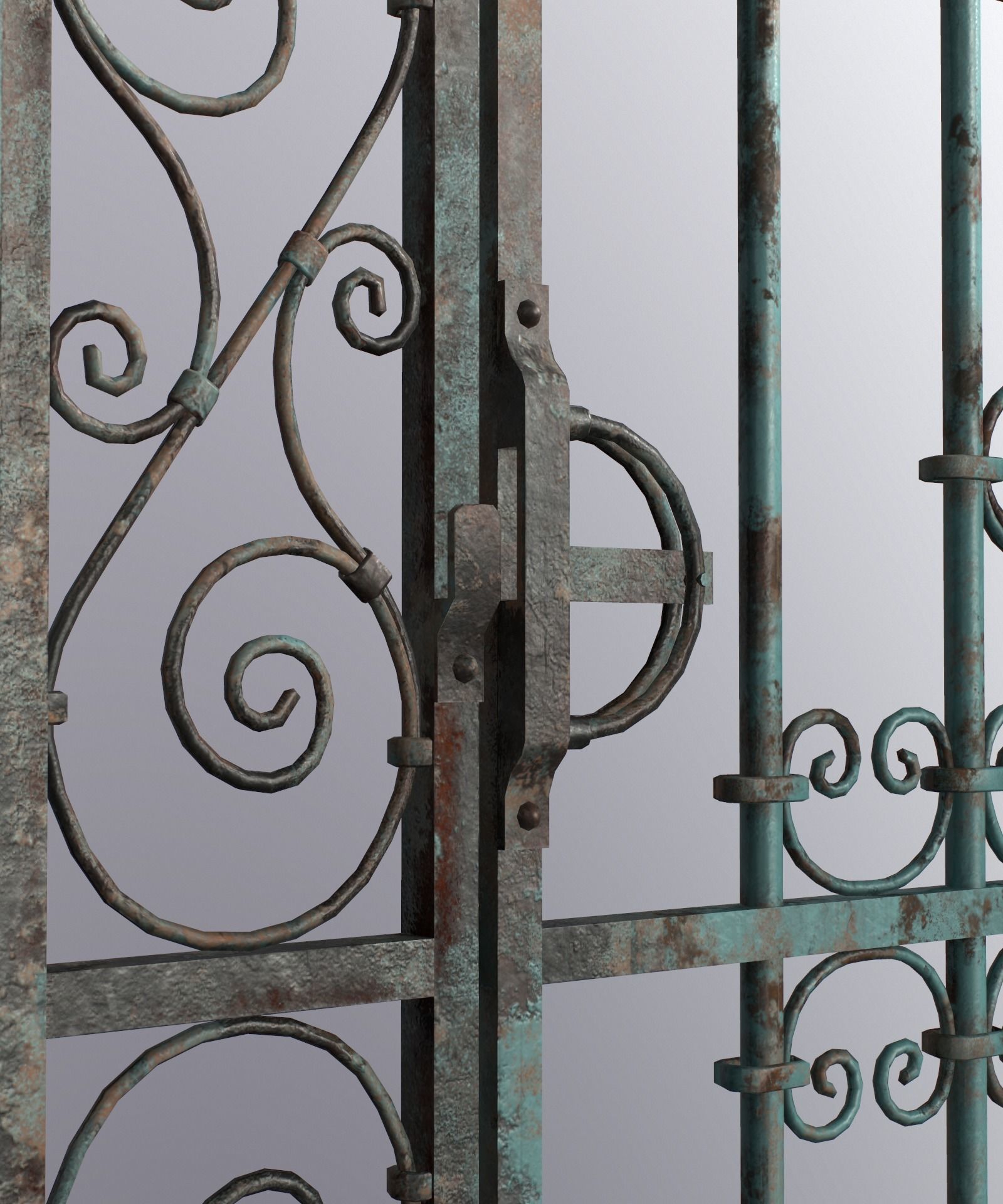 Medieval Forged Door for the garden Low-poly 3D model_29