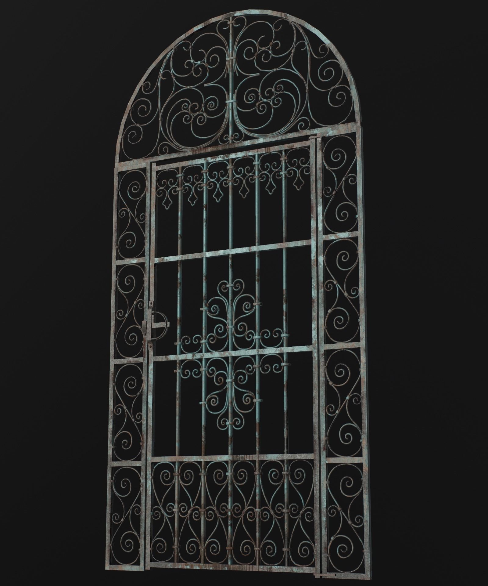 Medieval Forged Door for the garden Low-poly 3D model_31