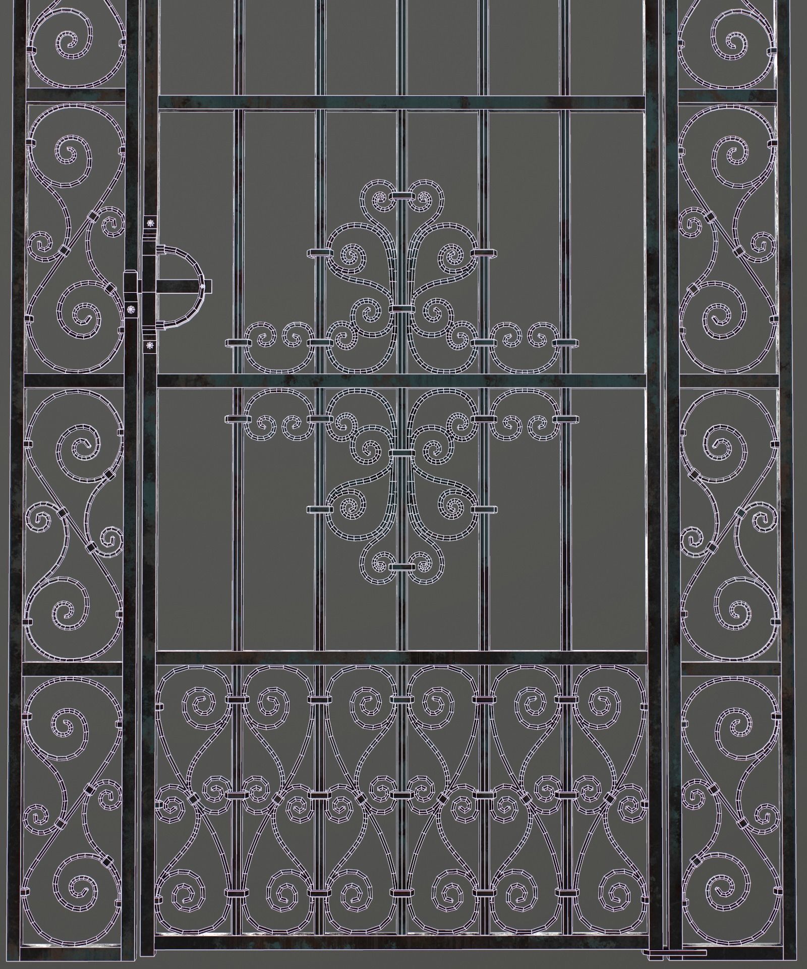 Medieval Forged Door for the garden Low-poly 3D model_41
