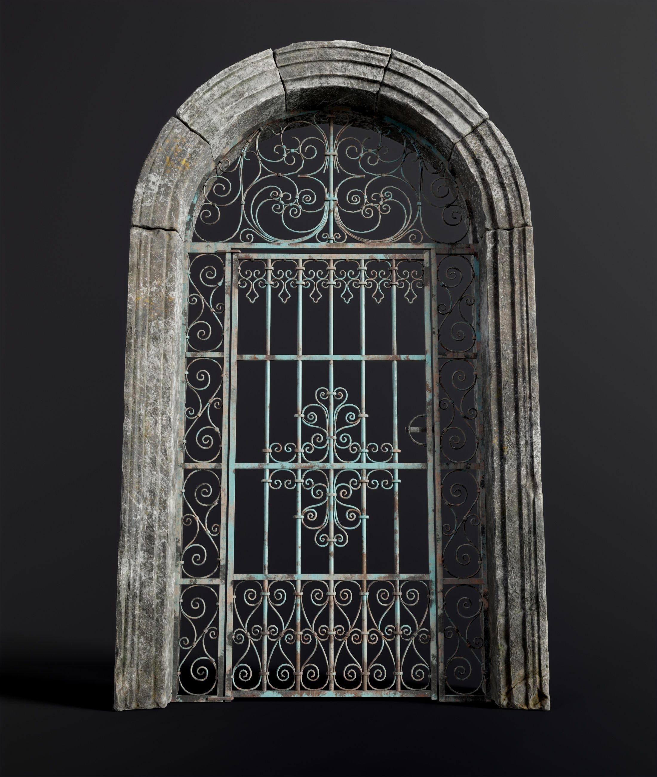 Medieval Forged Door for the garden Low-poly 3D model_18