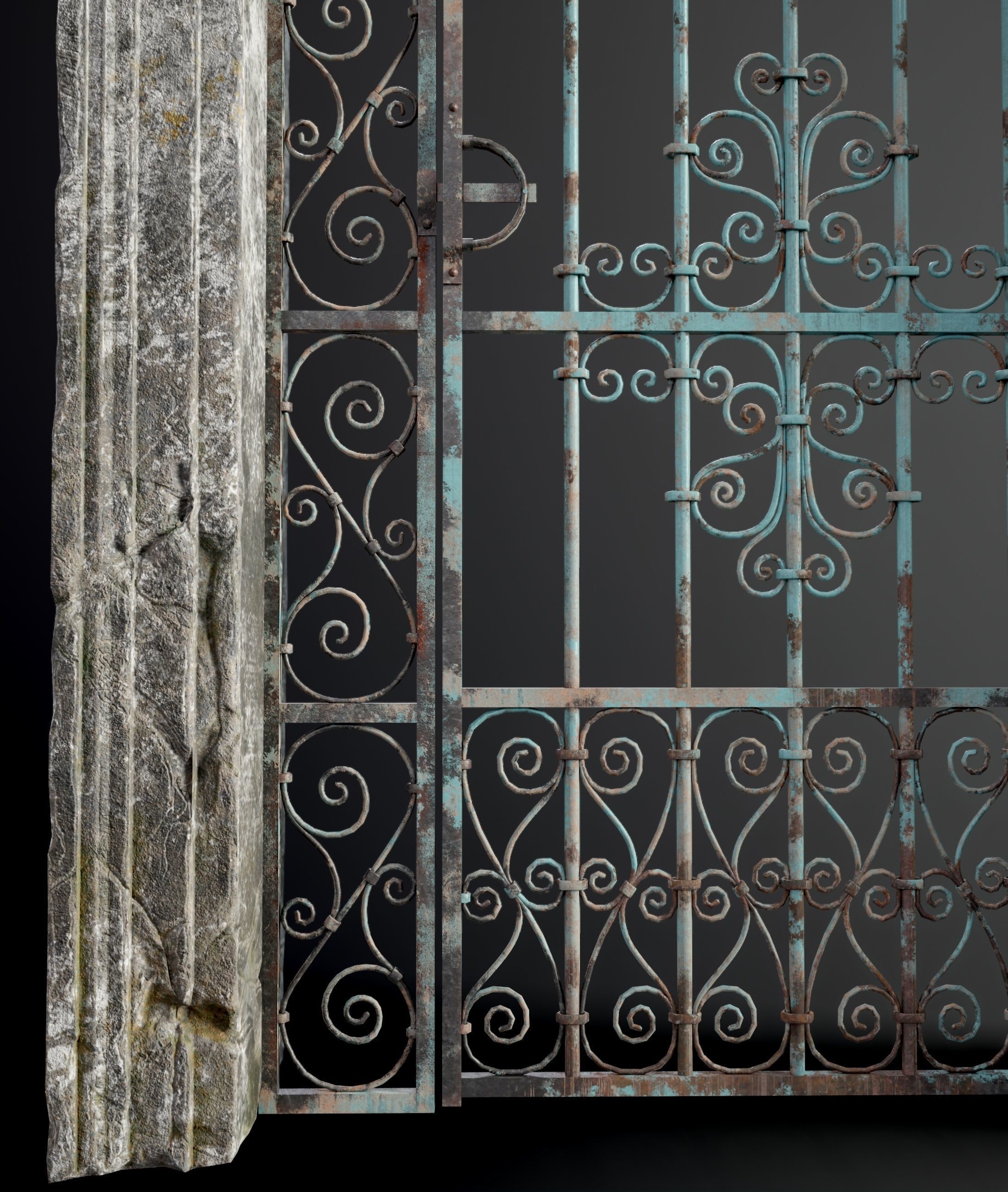 Medieval Forged Door for the garden Low-poly 3D model_4